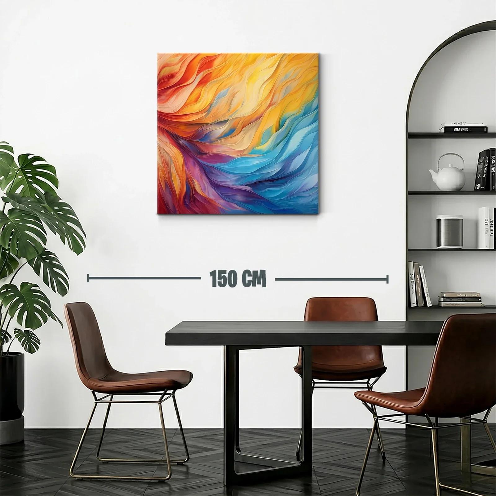 Cuadro abstracto en vibrantes tonos cálidos y fríos — miniatura 2