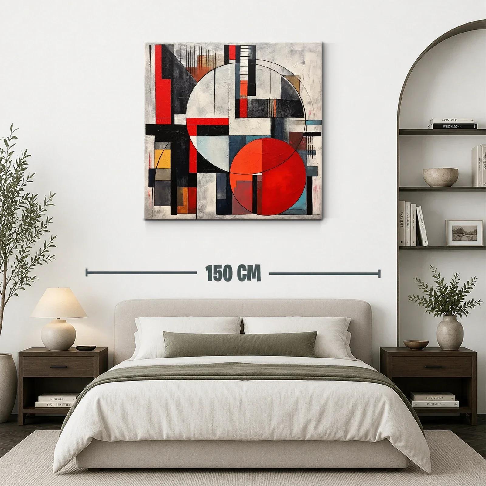 Composición geométrica con círculos y líneas en rojo y negro — miniatura 3