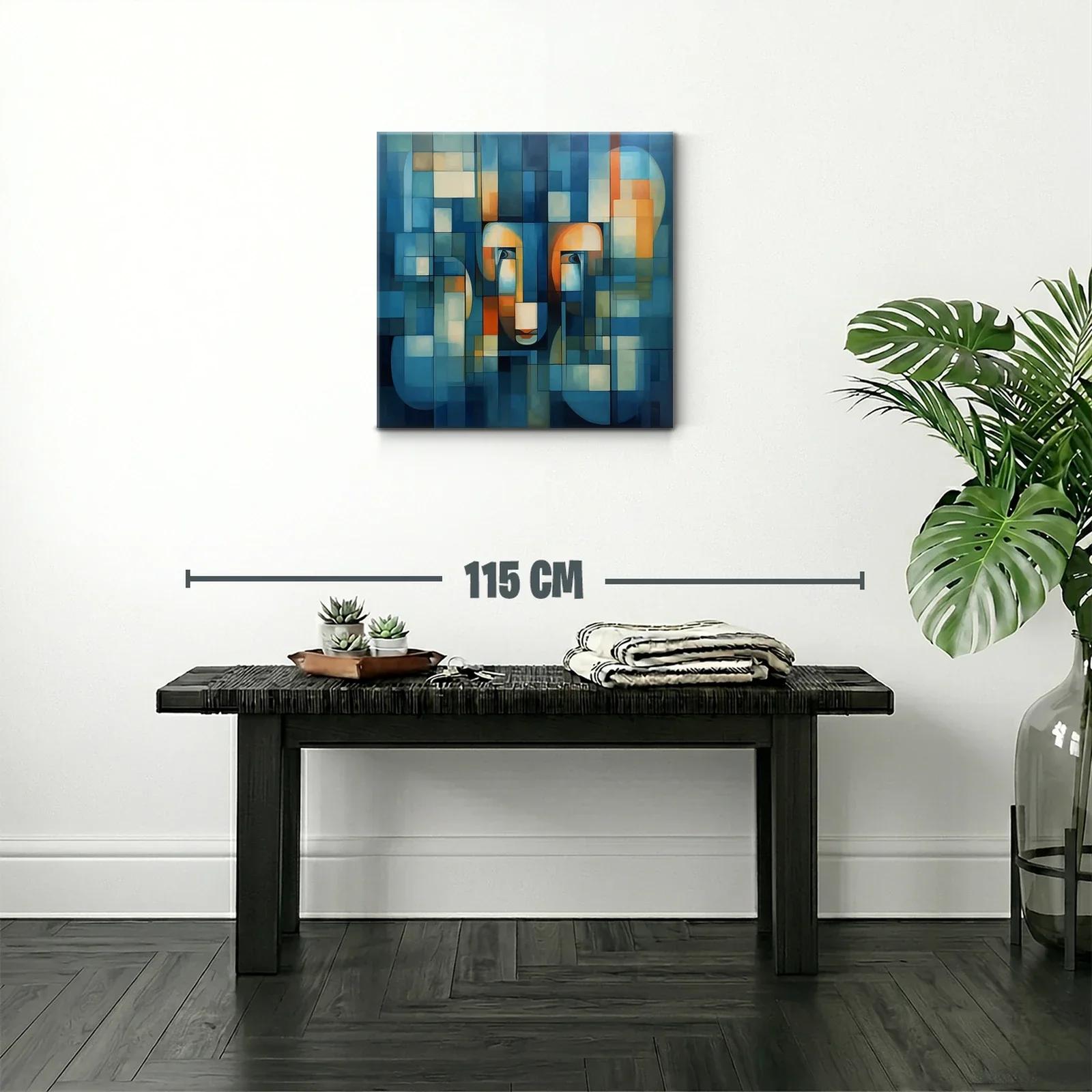 Composición abstracta con figuras y tonos azules y cálidos — miniatura 2
