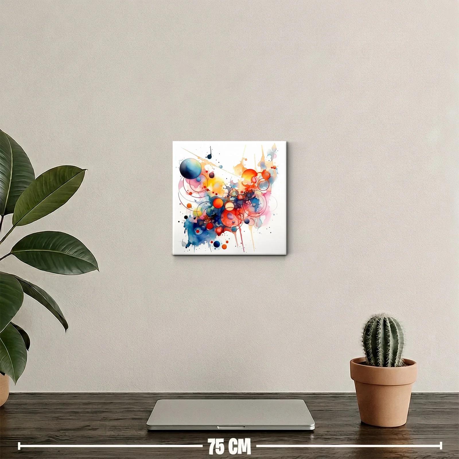 Cuadro colorido con círculos y manchas abstractas dinámicas — miniatura 2