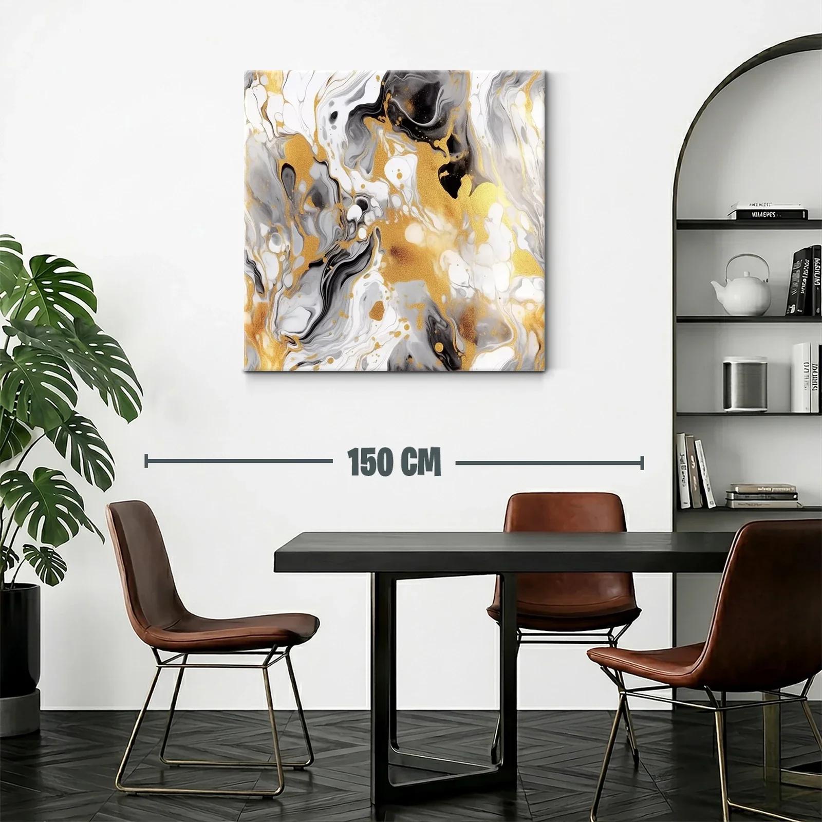 Arte Abstracto en Oro Blanco y Negro con Destellos Elegantes — miniatura 2