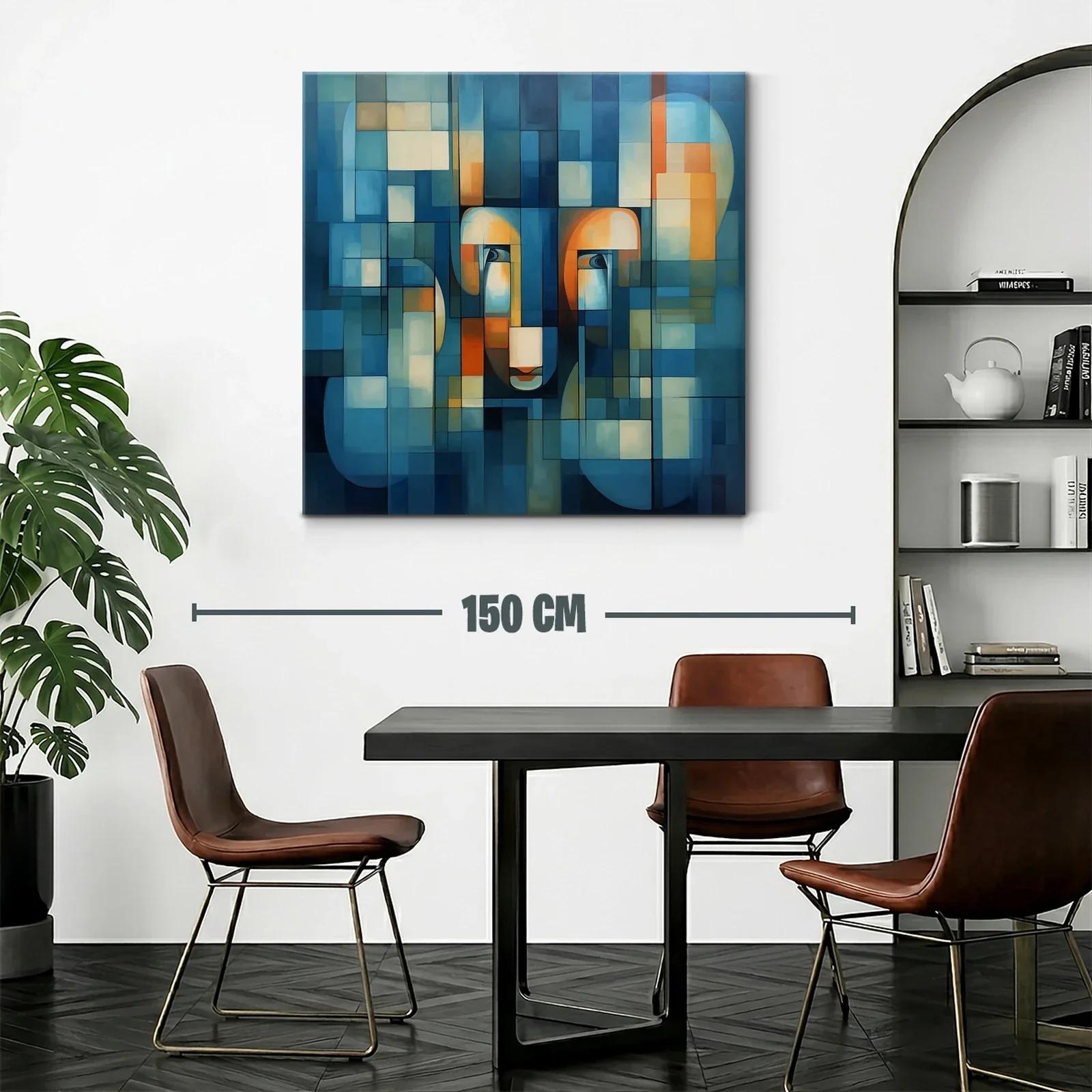 Composición abstracta con figuras y tonos azules y cálidos — miniatura 2
