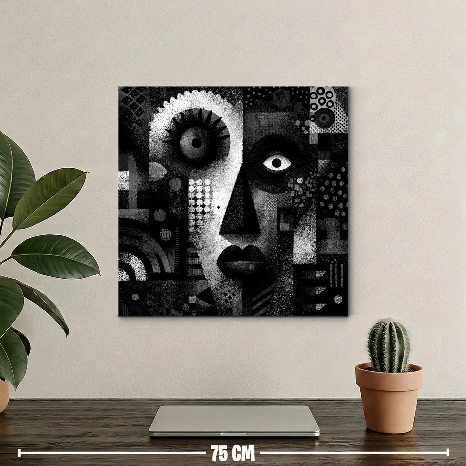 Retrato Abstracto en Blanco y Negro con Texturas Geométricas — miniatura 2
