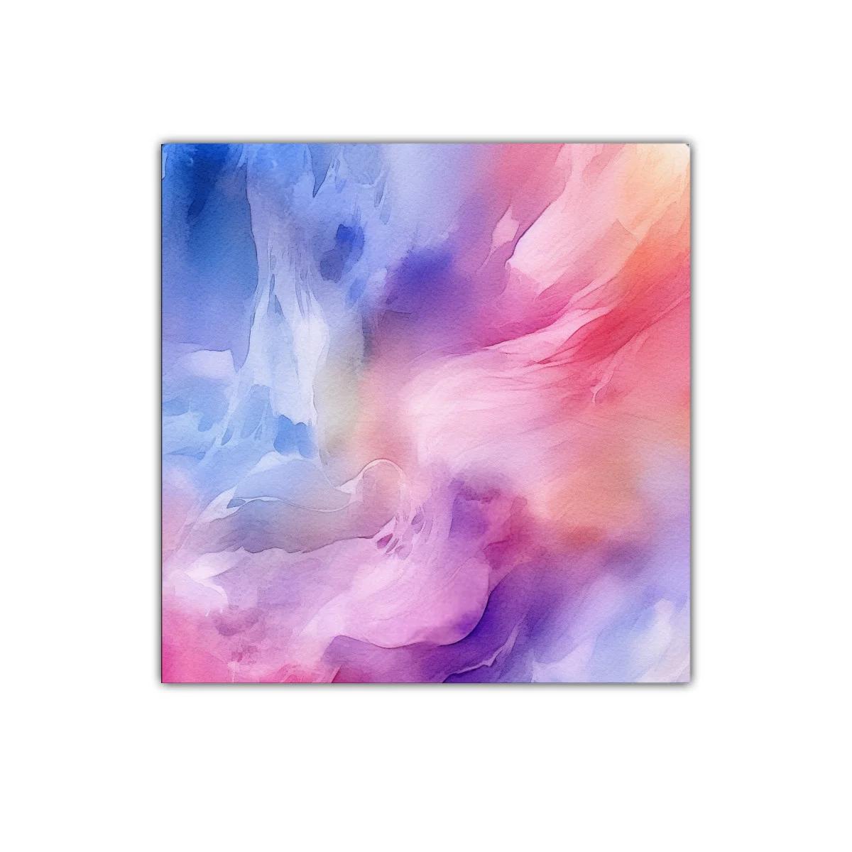 Cuadro abstracto en tonos violetas rosas y azules delicados