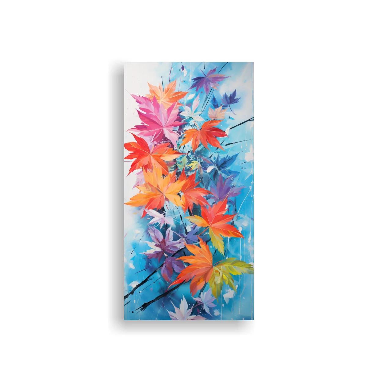 Cuadro hojas de arce multicolor con fondo claro