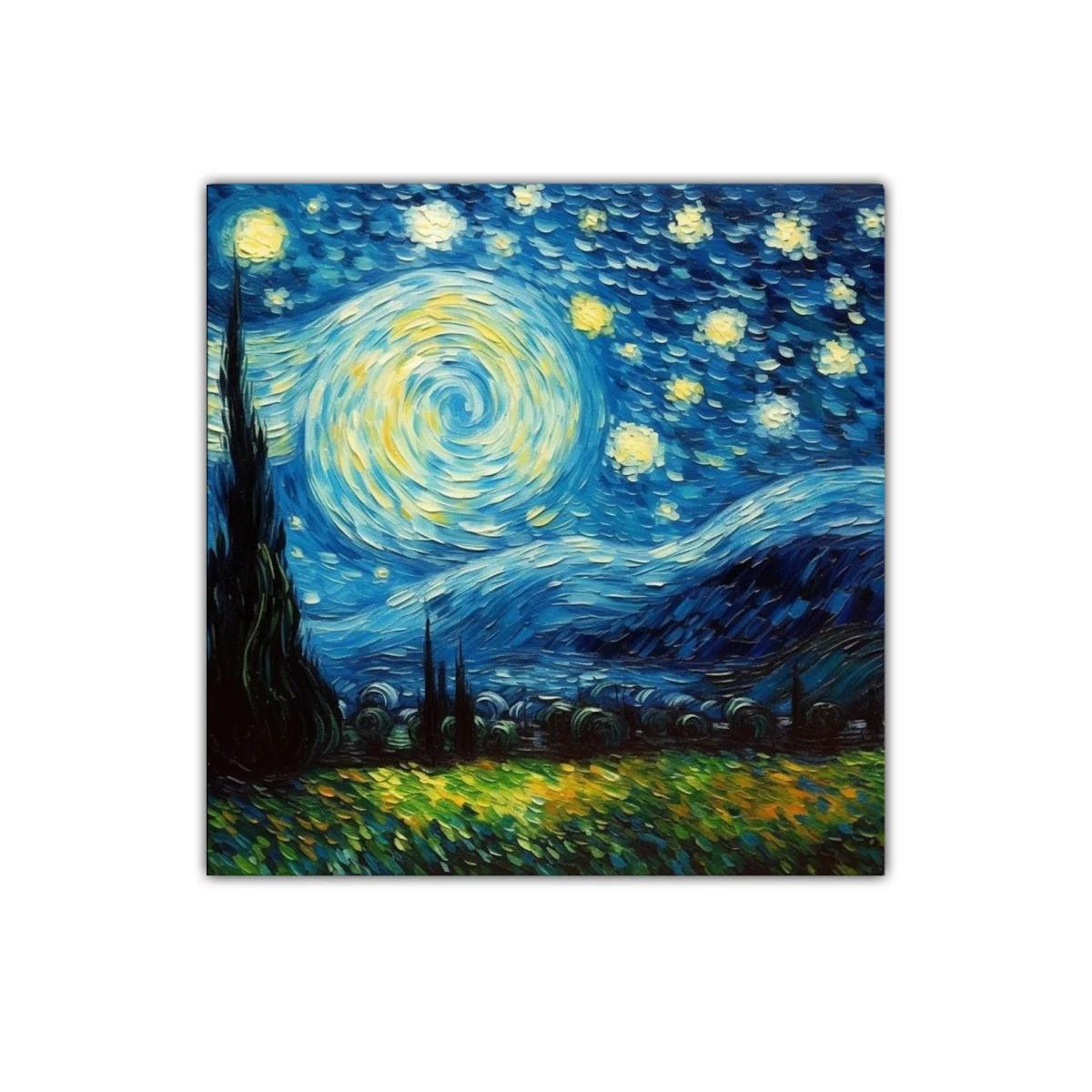 Paisaje nocturno con cielo estrellado y brillo vibrante — miniatura 1