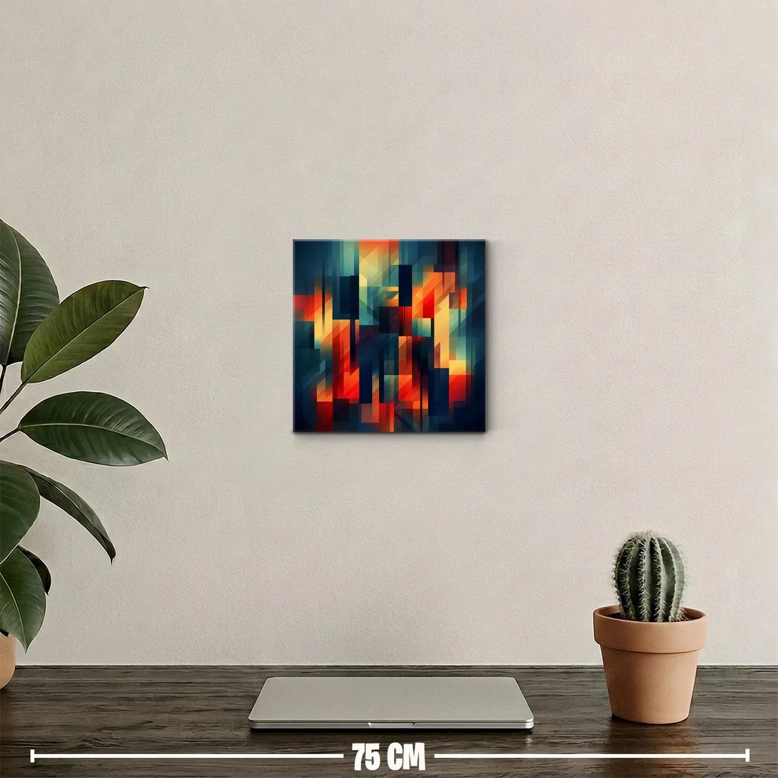 Composición abstracta vibrante con tonos cálidos y fríos — miniatura 2