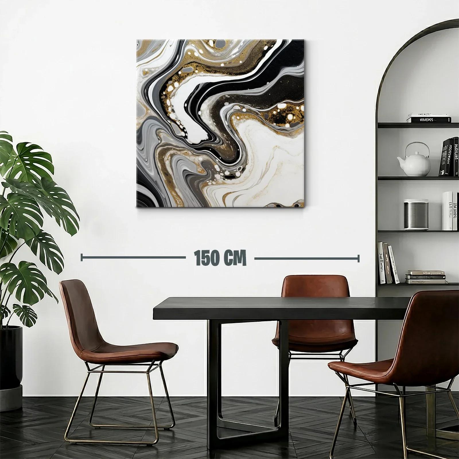 Abstracción en tonos negro blanco y dorado elegante y moderna — miniatura 2