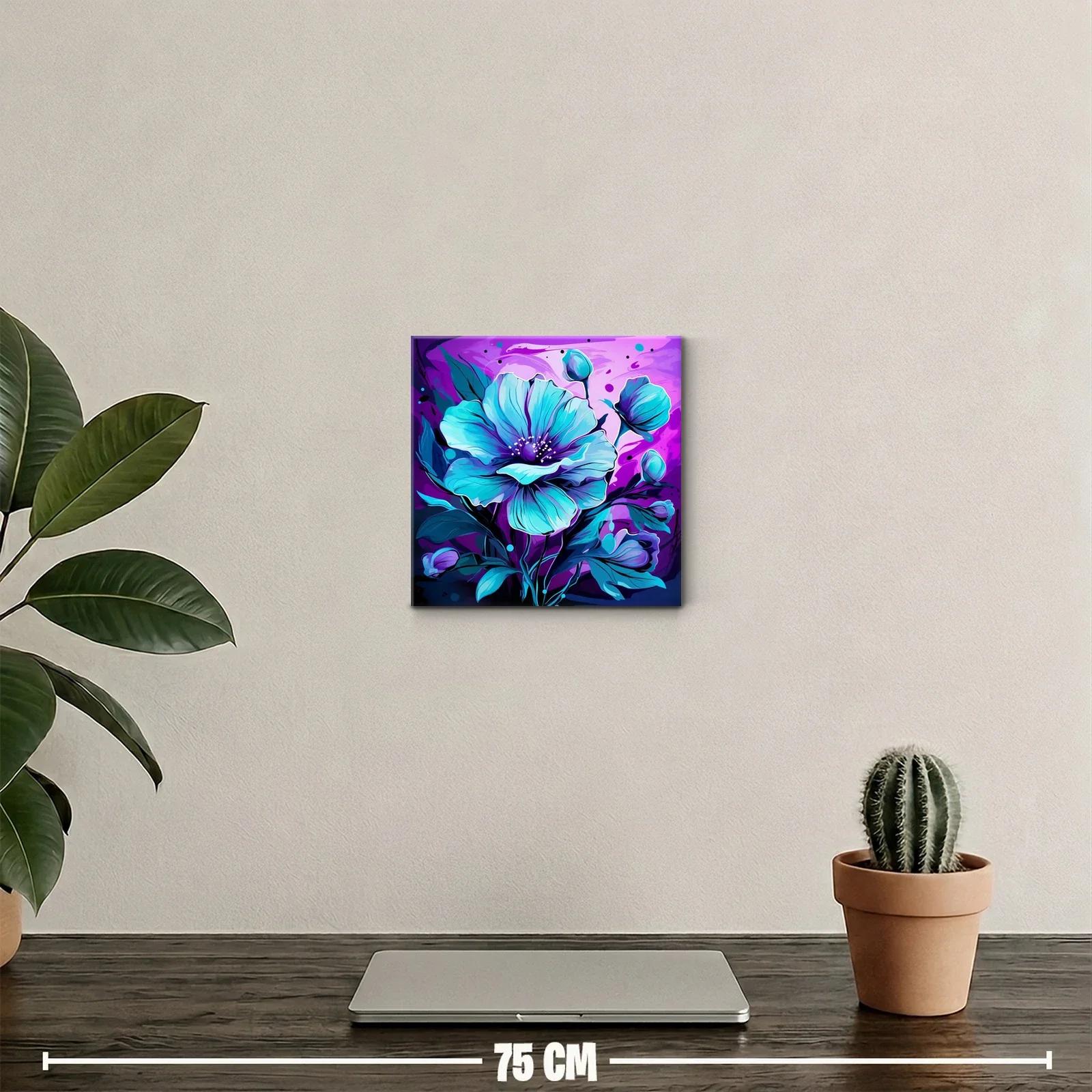 Flor azul vibrante con fondo púrpura intenso — miniatura 2