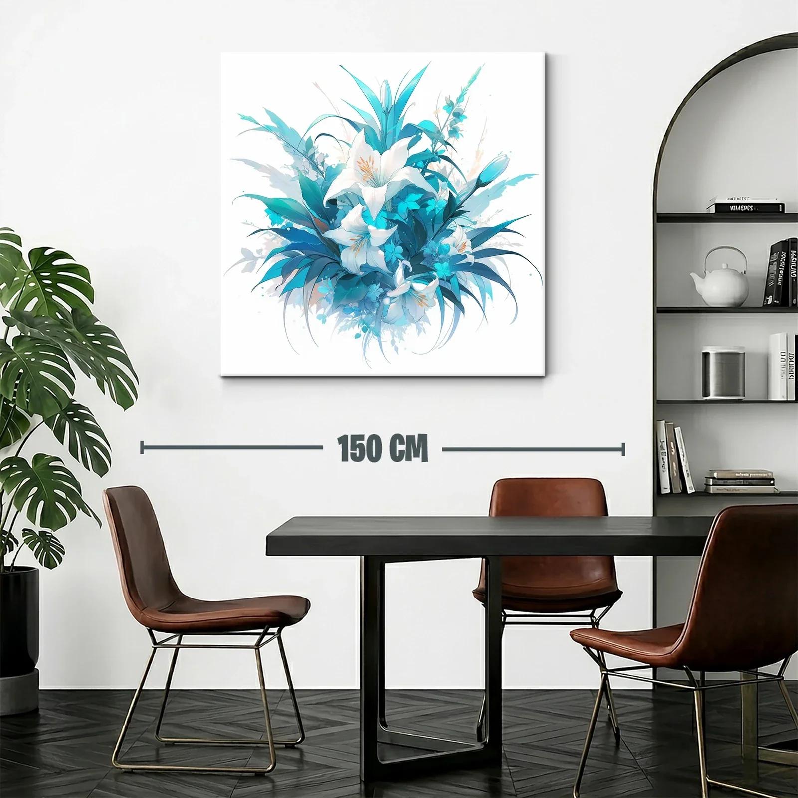 Cuadro floral con lirios en tonos azules y blancos — miniatura 2