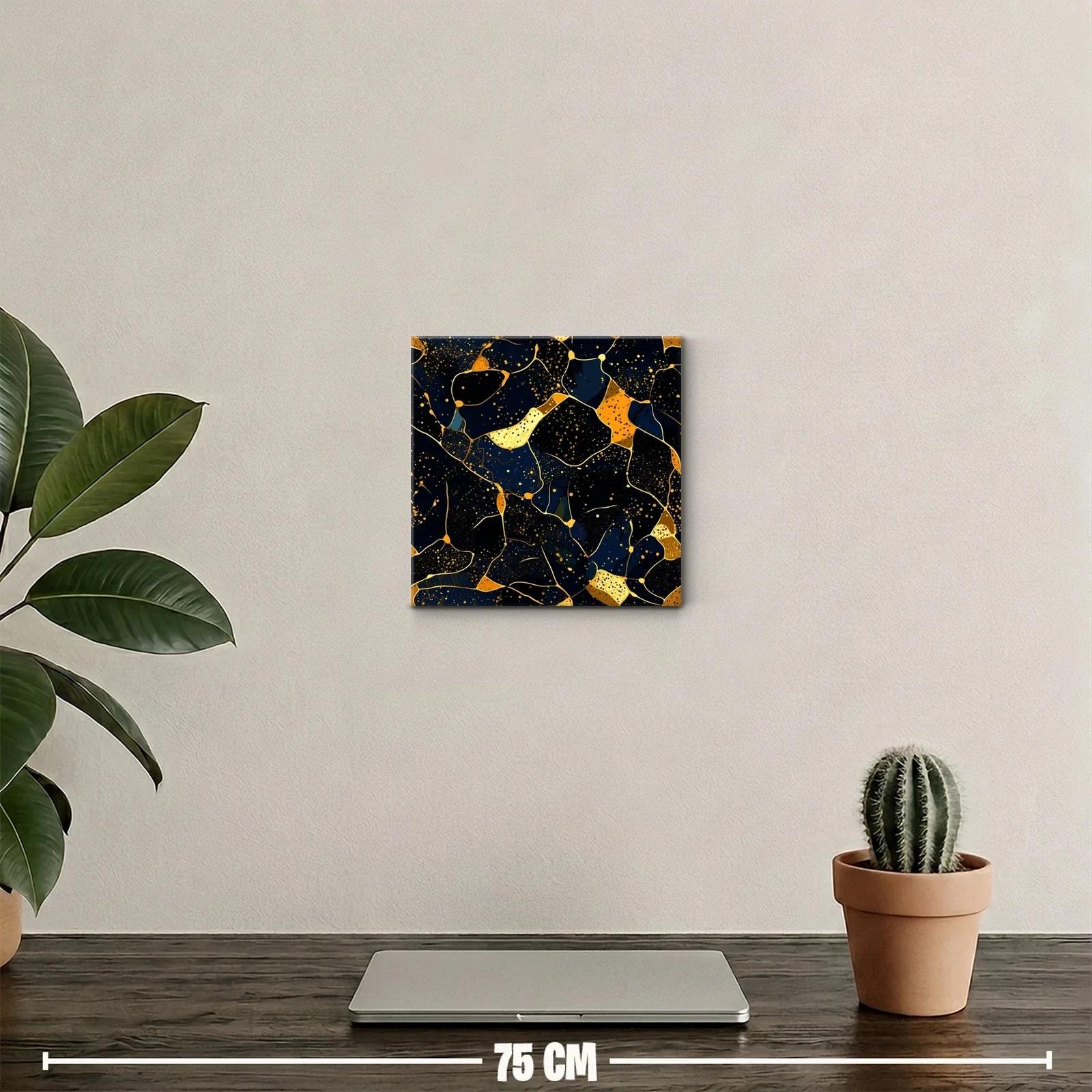 Cuadro decorativo con diseño abstracto en tonos dorados y azules — miniatura 2