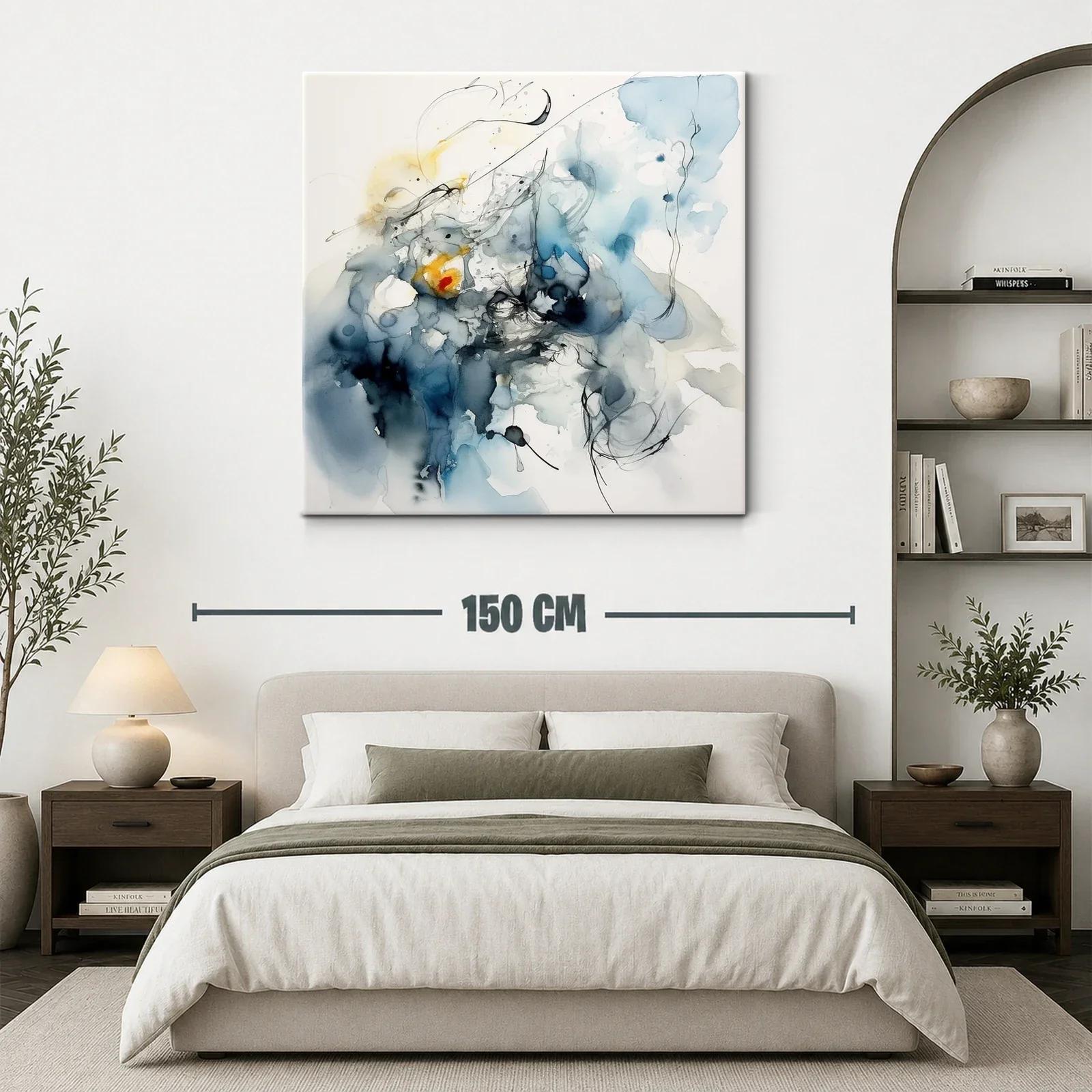 Arte abstracto con tonos azules y detalles en amarillo — miniatura 3