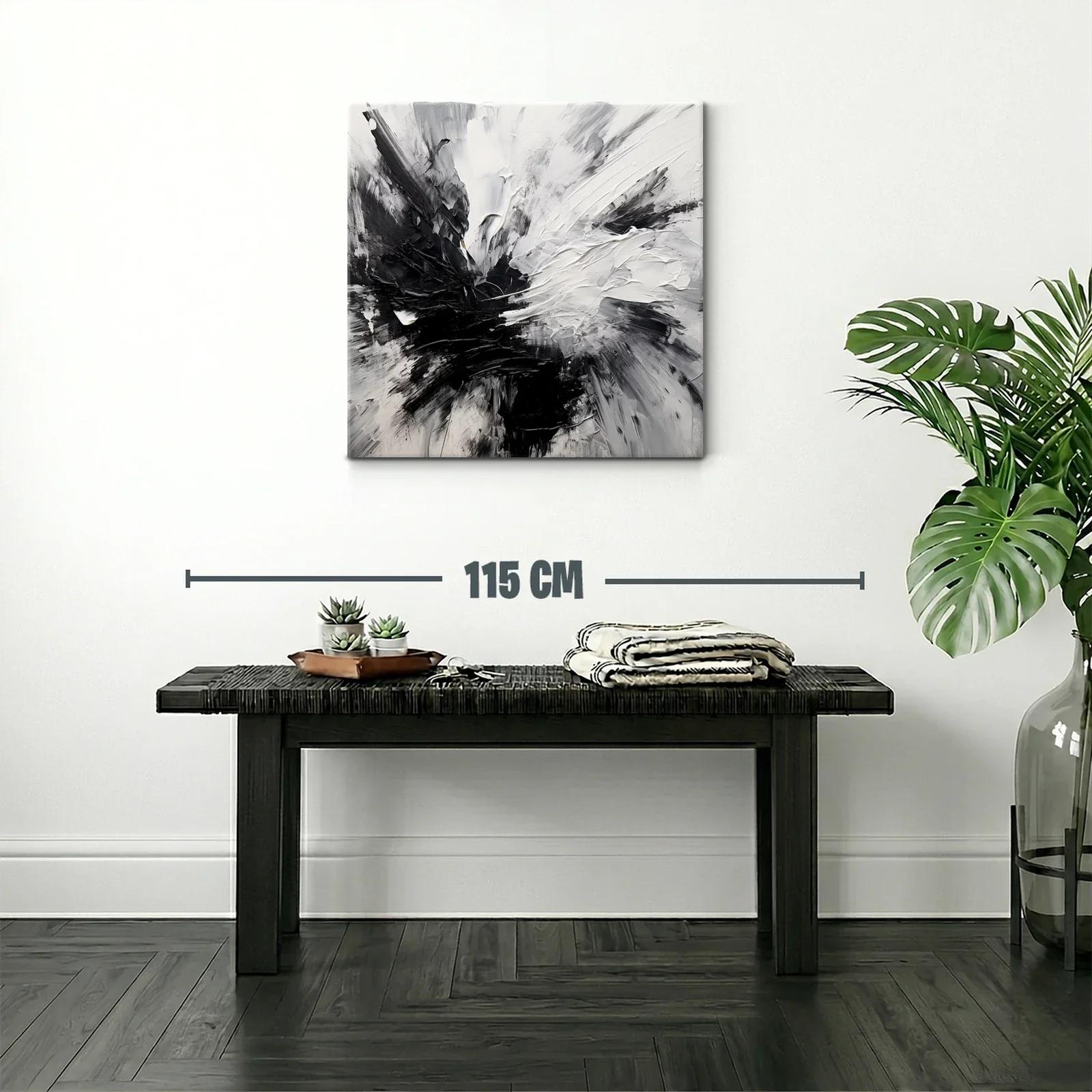 Composición abstracta en blanco y negro con textura dinámica — miniatura 2
