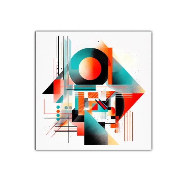 Cuadro abstracto geométrico en tonos vibrantes y contrastes