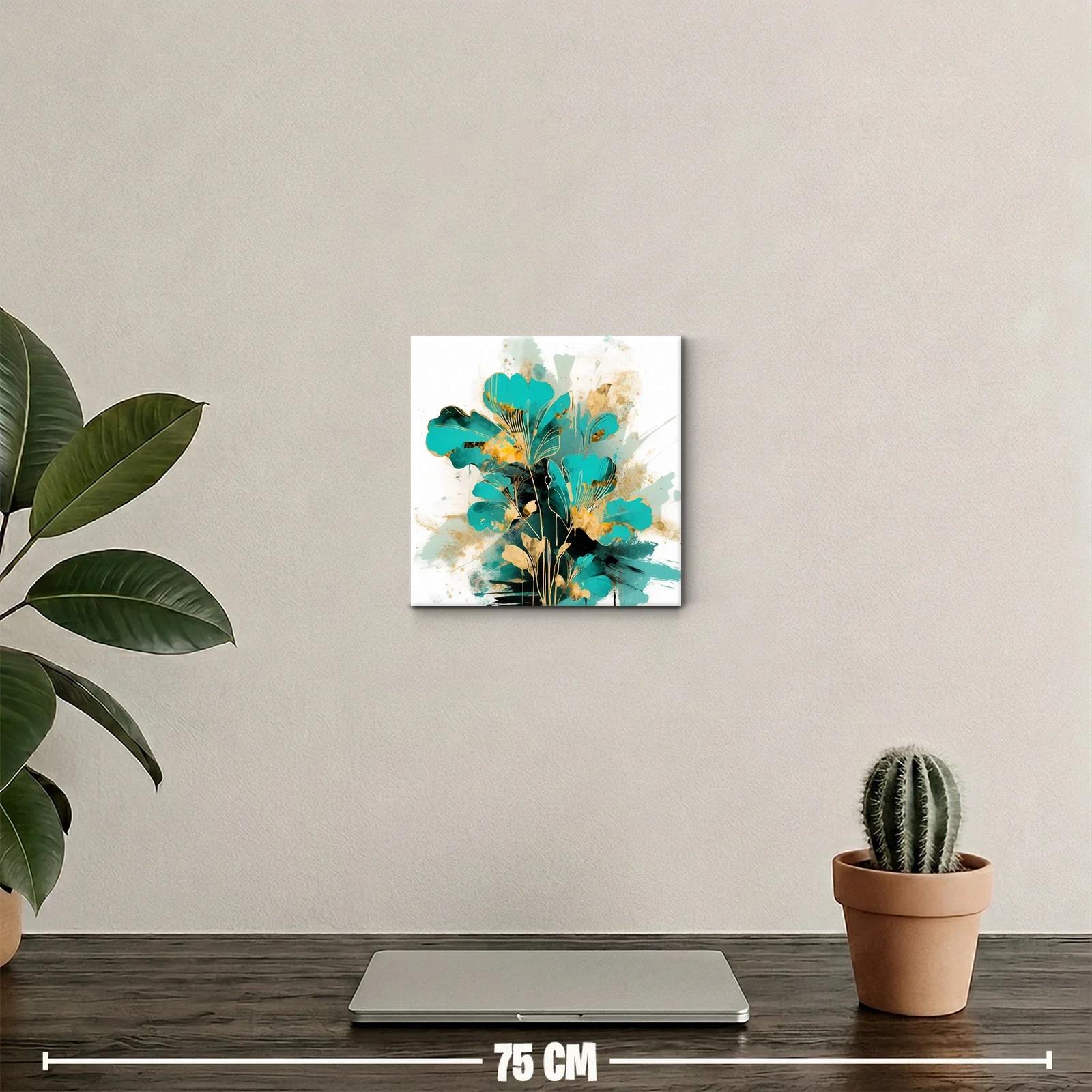Decoración floral en tonos turquesa con detalles dorados — miniatura 2