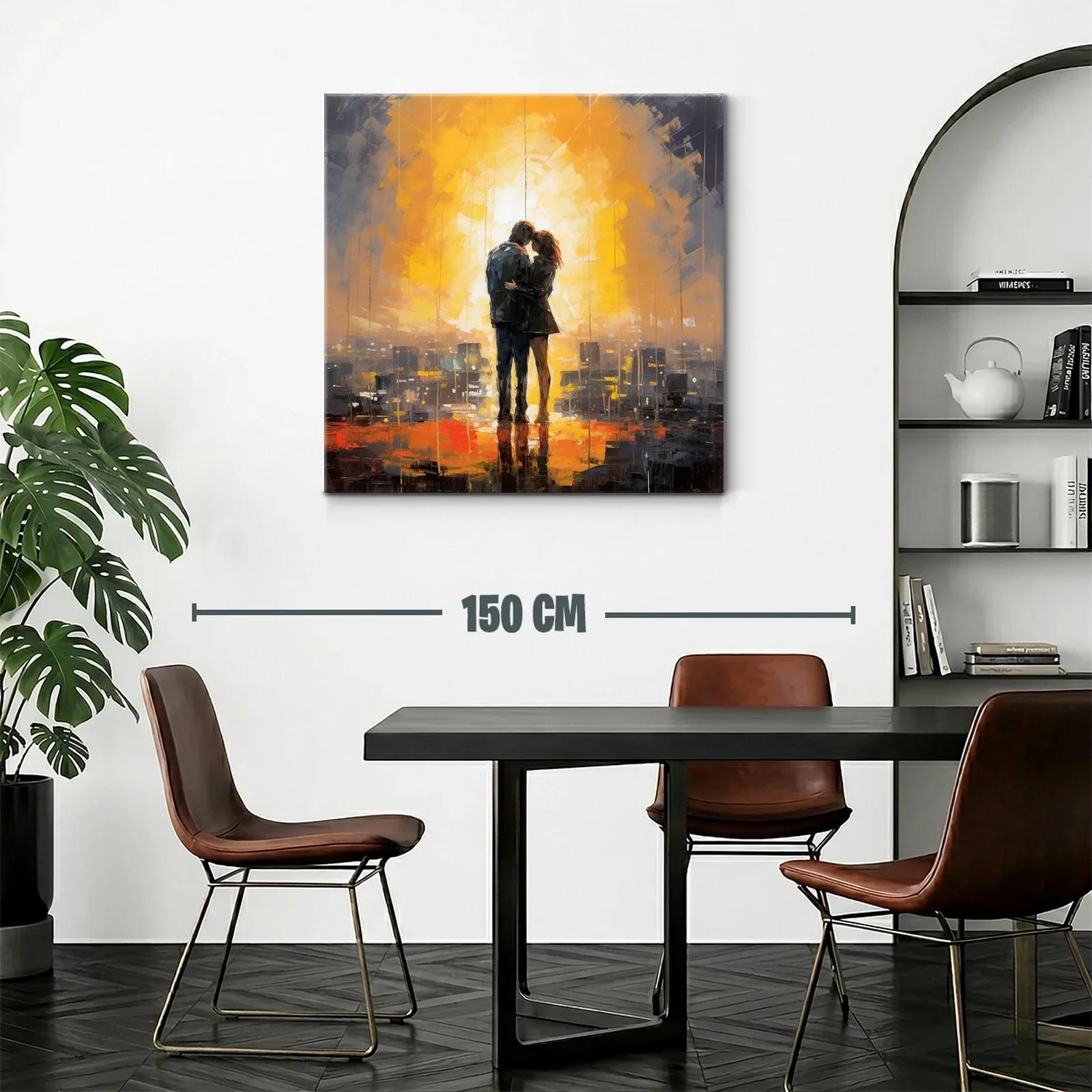 Escena romántica al atardecer con tonos cálidos y urbanos — miniatura 2