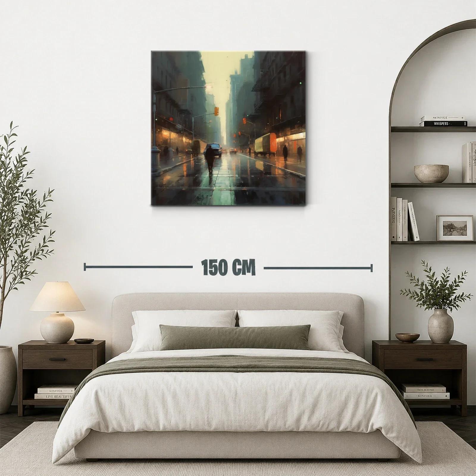 Atardecer lluvioso en la ciudad con luces cálidas — miniatura 3