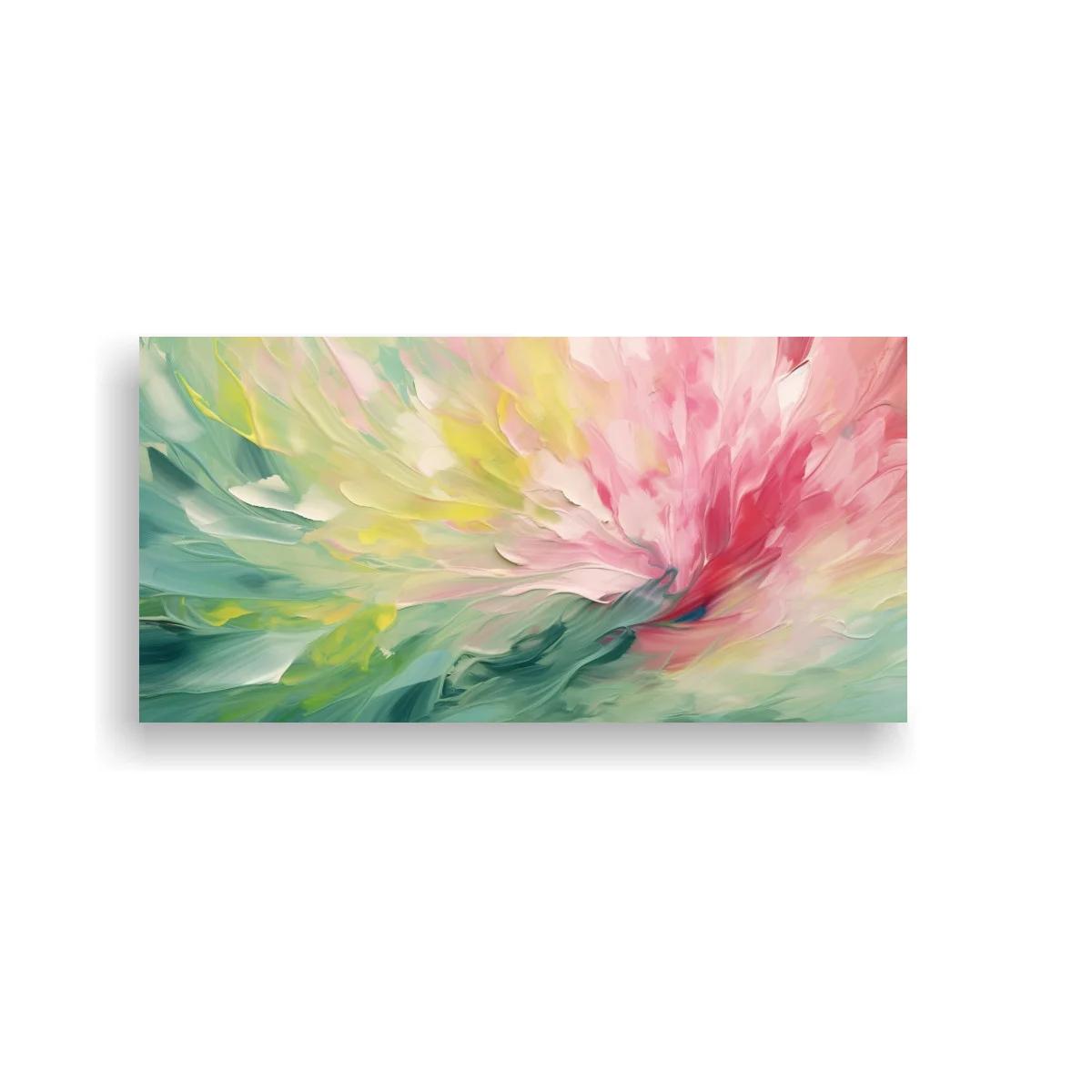 Cuadro flor rosa abstracta con destellos amarillos y crema