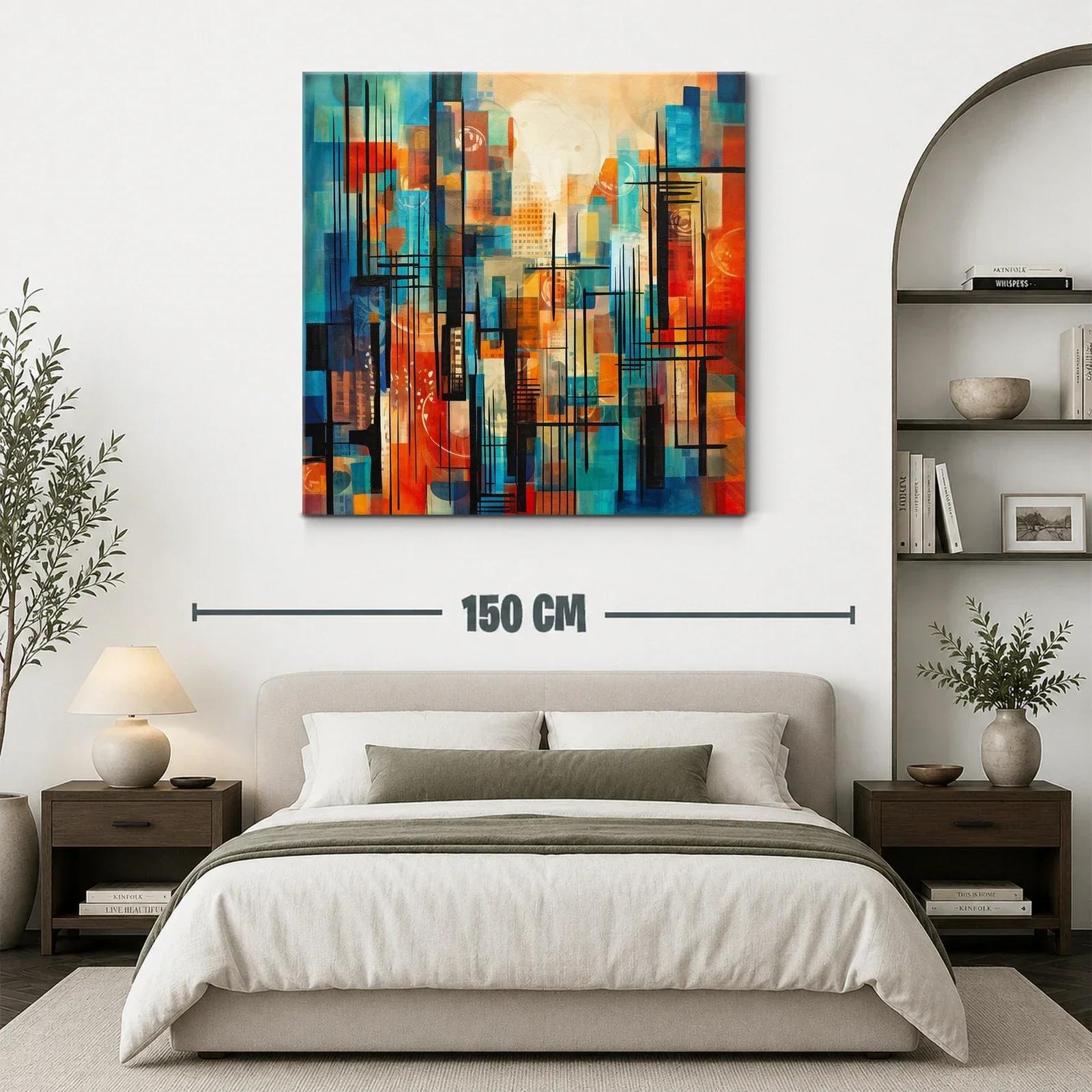 Composición abstracta urbana en tonos cálidos y fríos — miniatura 3