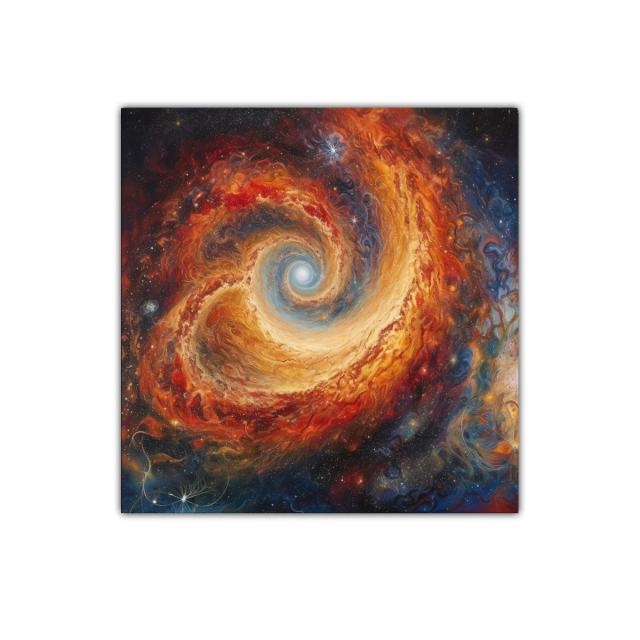 Cuadro espiral cósmica en tonos cálidos y vibrantes