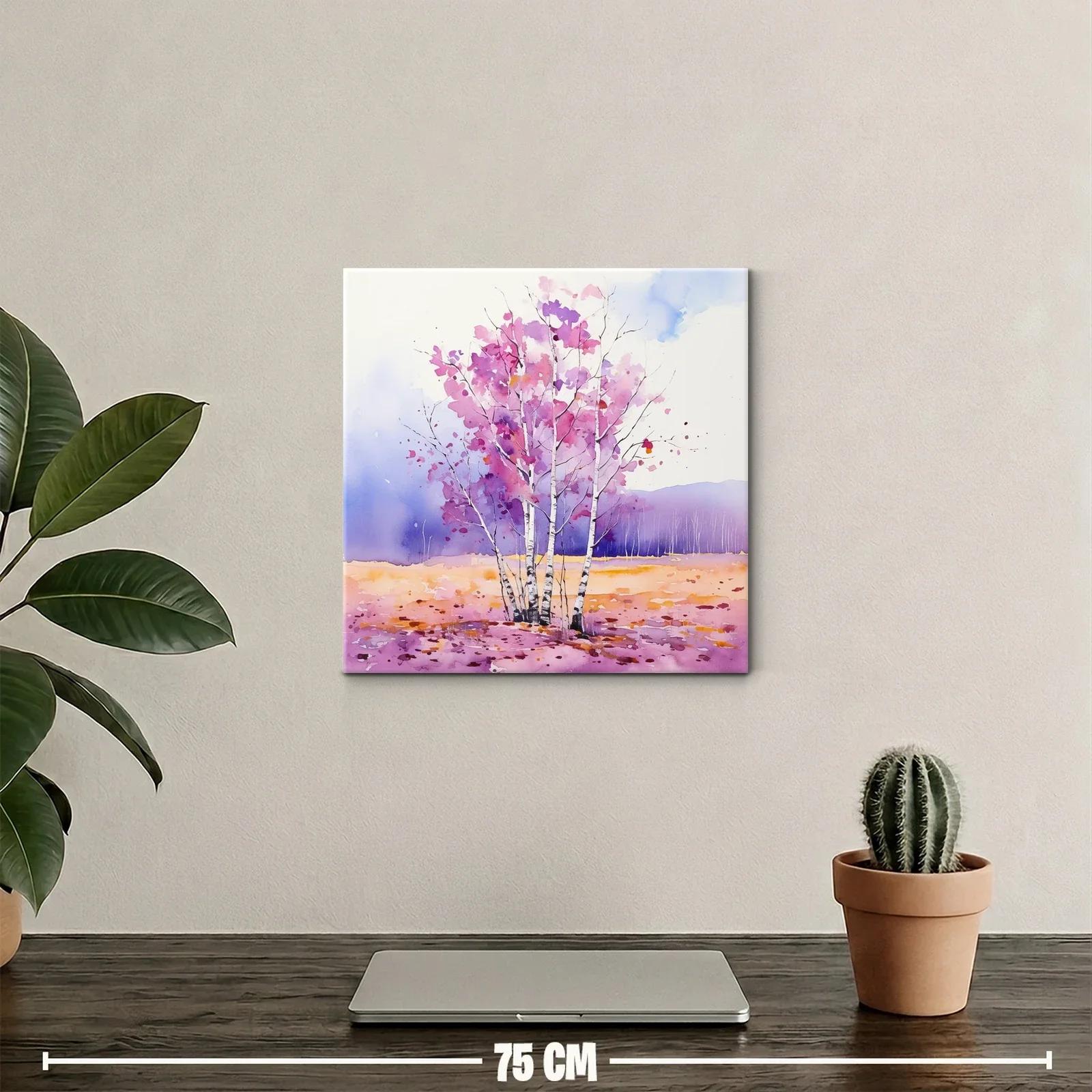 Arboleda en tonos lilas y rosas con paisaje sereno — miniatura 2