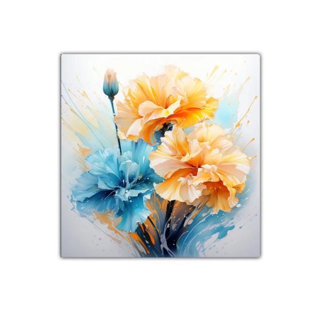 Flores vibrantes en tonos azul y amarillo cálido