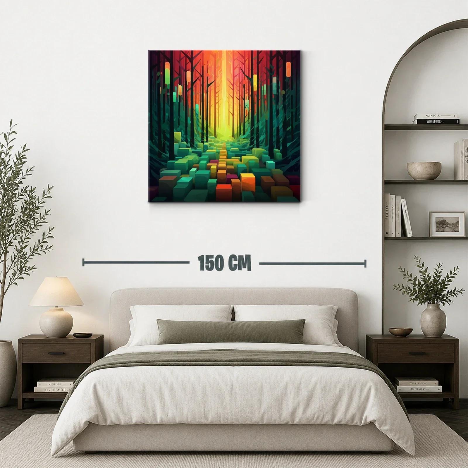 Paisaje abstracto vibrante con bosque y formas geométricas — miniatura 3