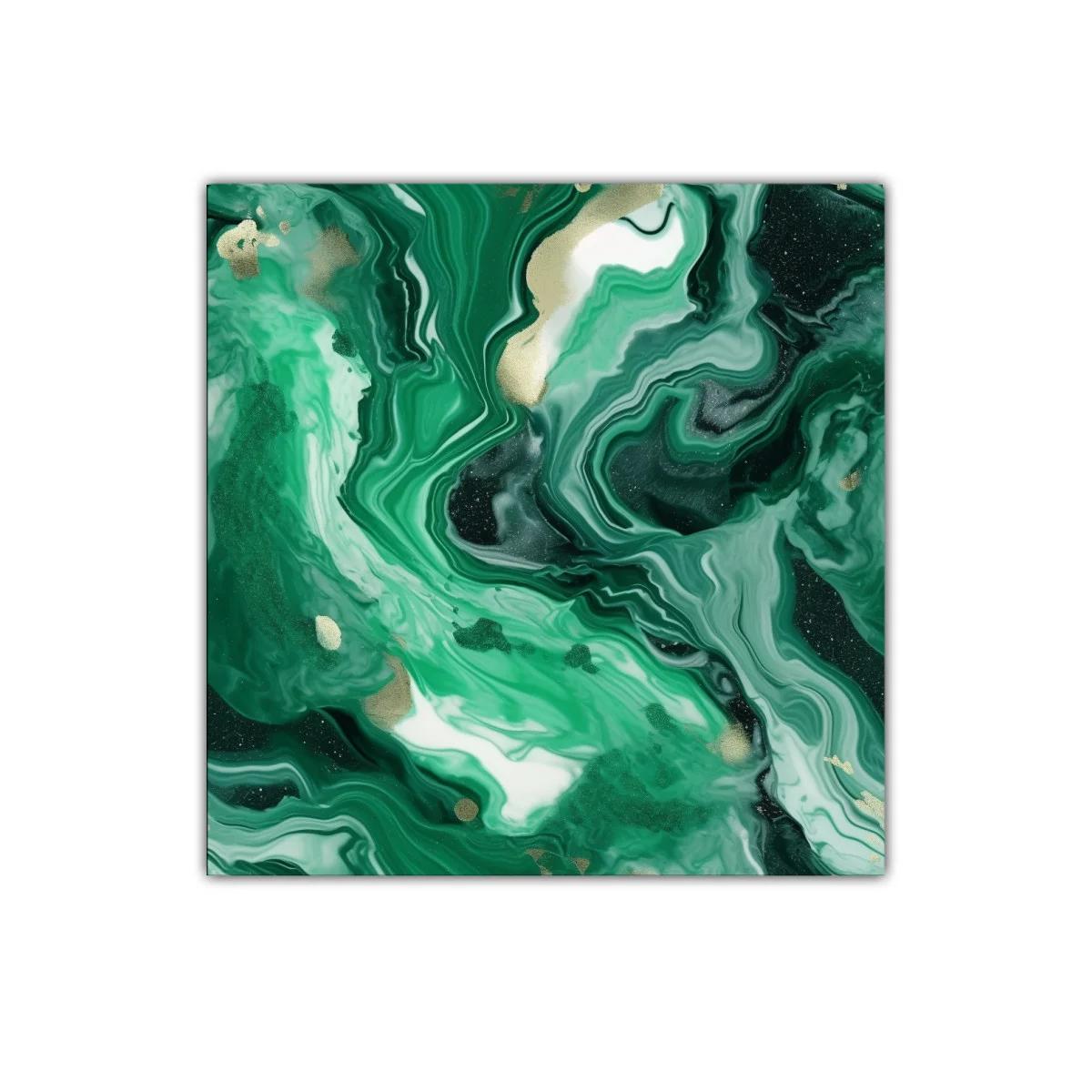 Arte abstracto con tonos verdes y detalles dorados