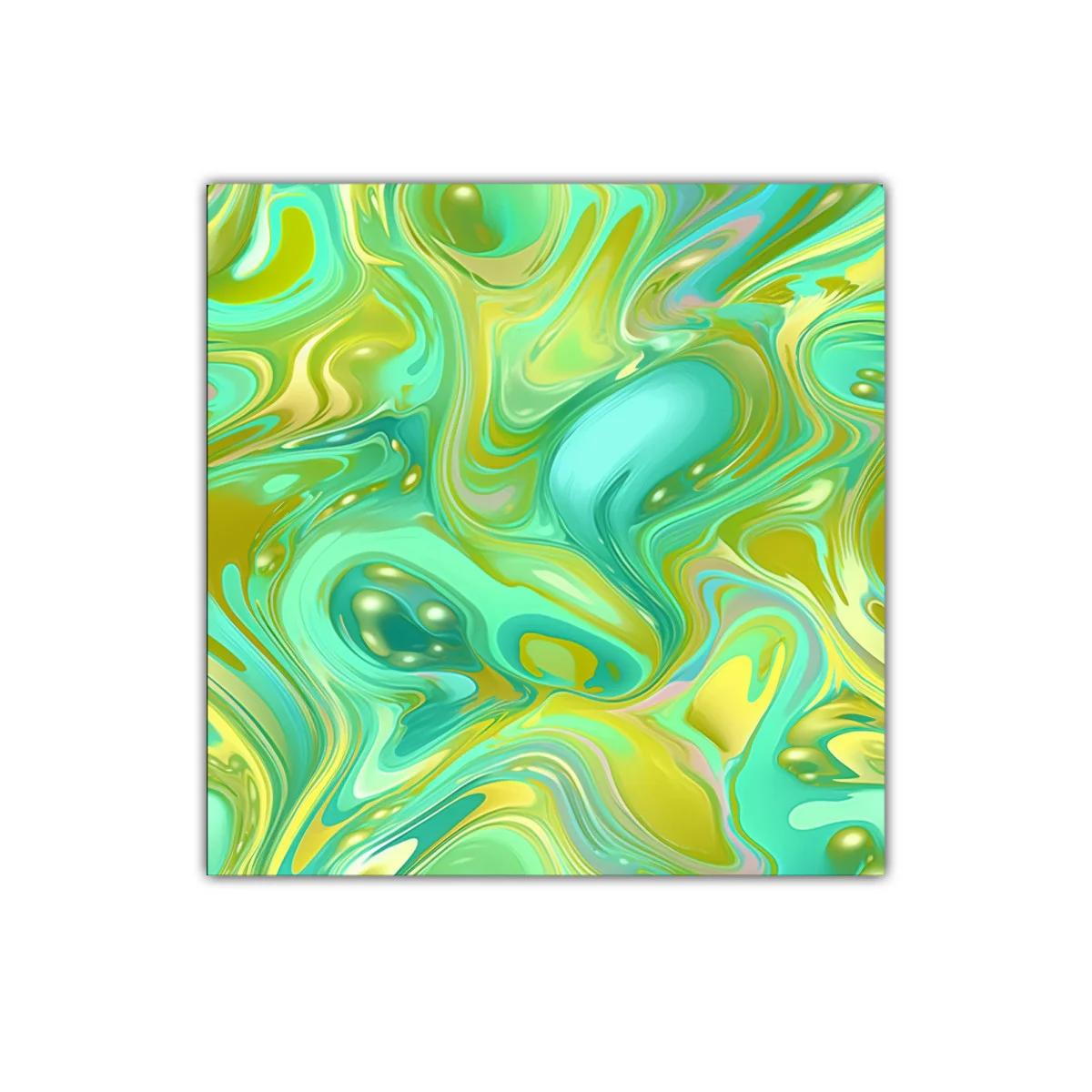 Cuadro decorativo con diseño abstracto en tonos verdes y dorados