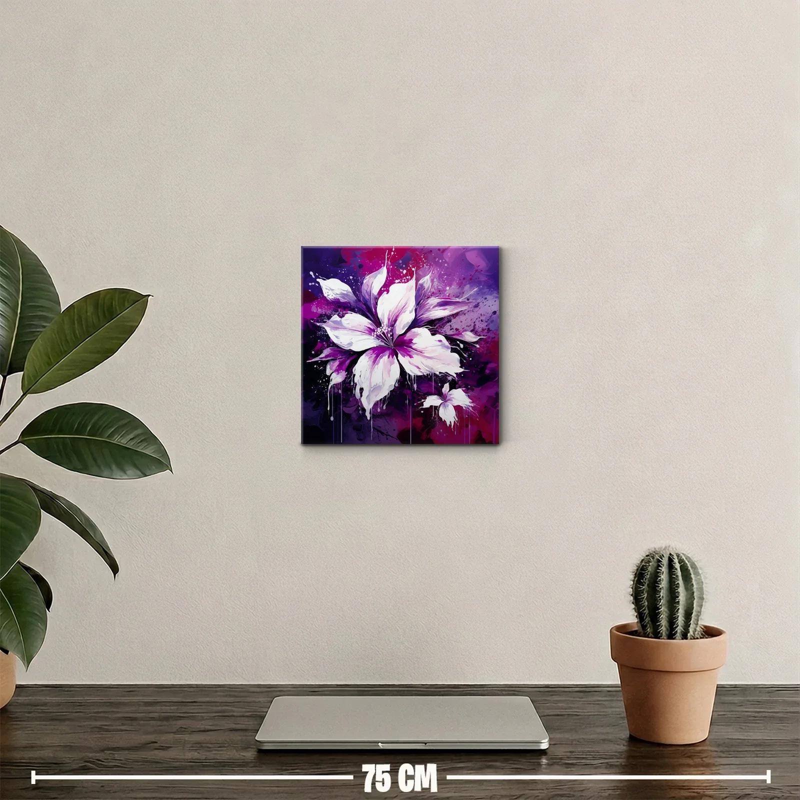 Flor vibrante en tonos morados y blancos con efecto artístico — miniatura 2