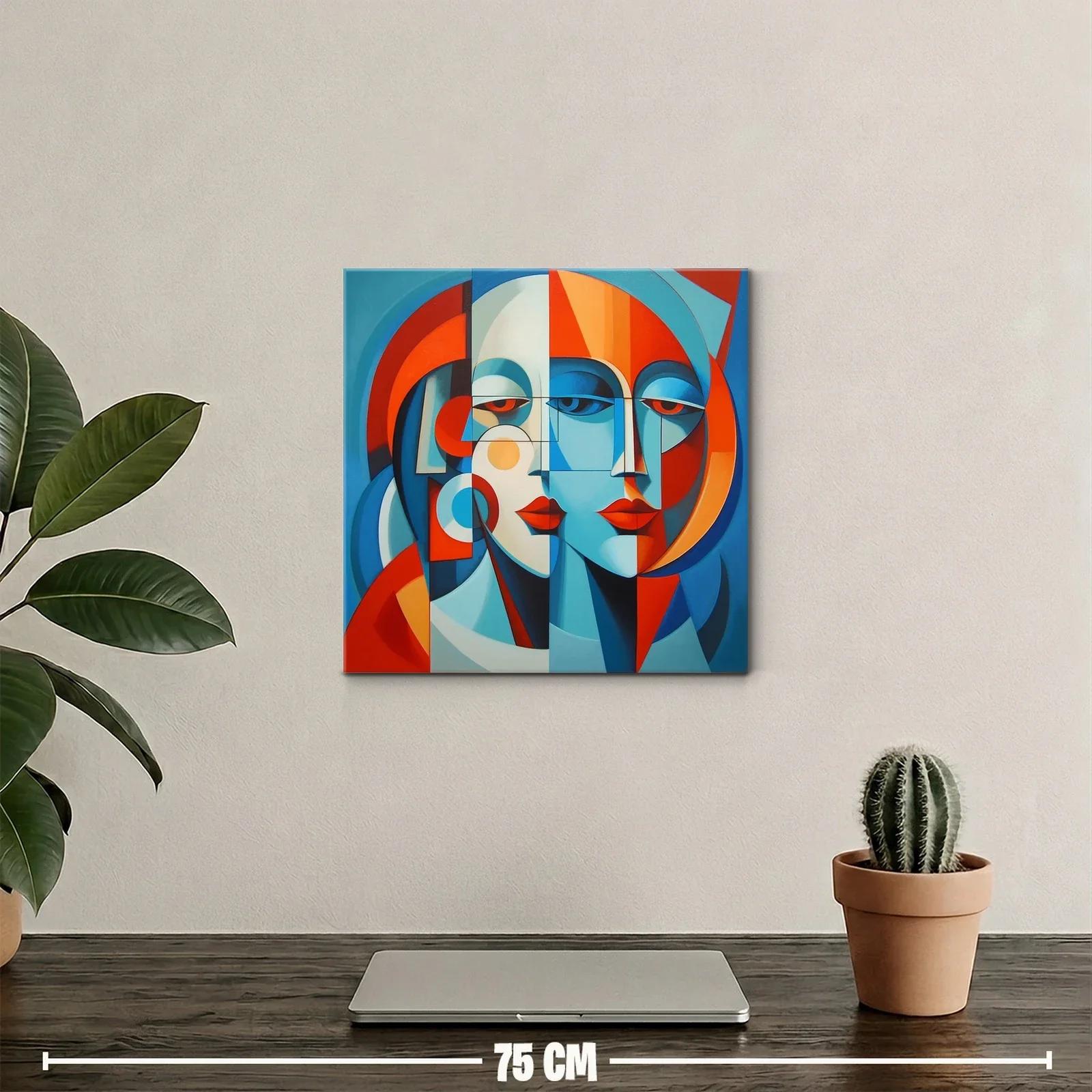 Rostros abstractos en vibrantes tonos azules y rojos — miniatura 2