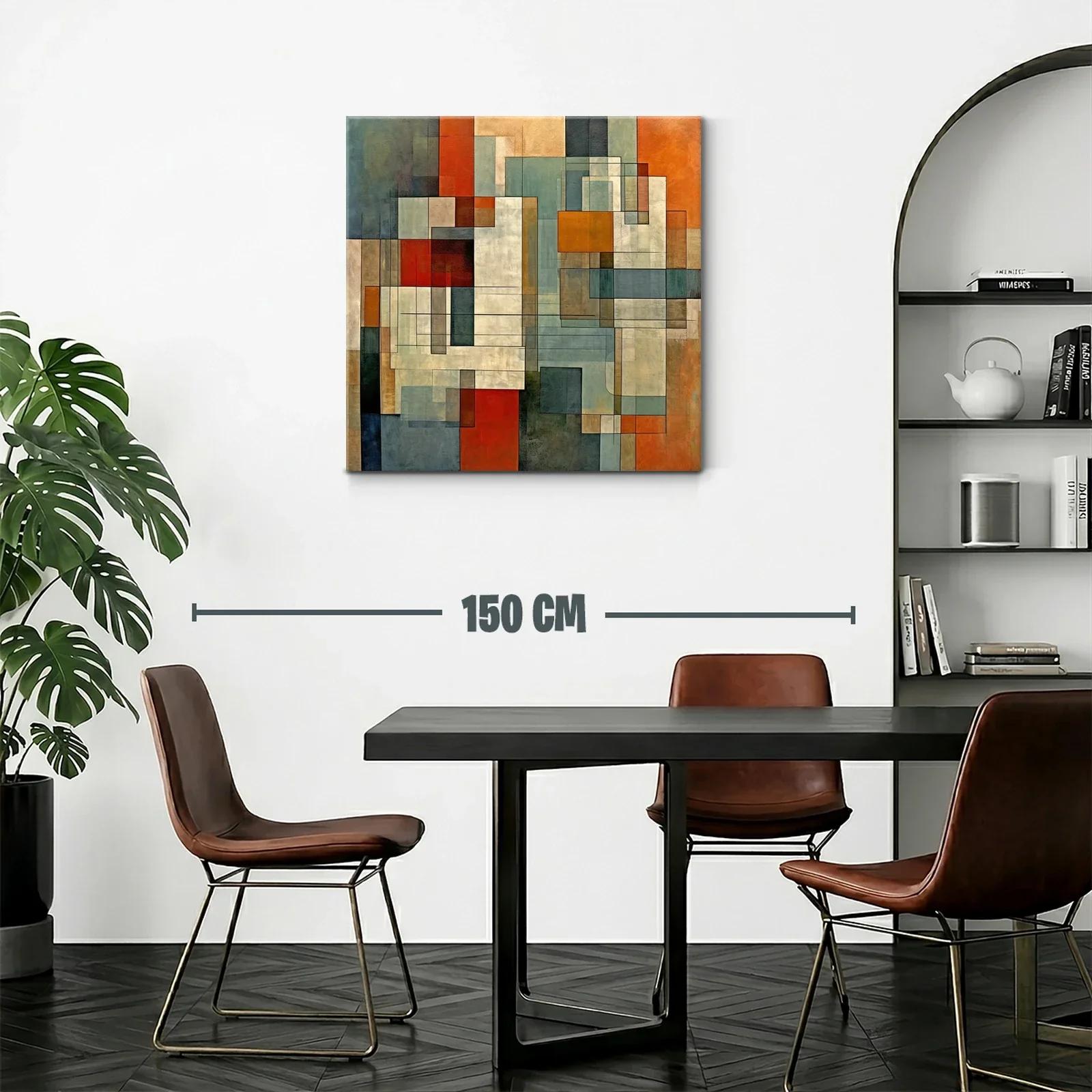 Cuadro abstracto con formas geométricas y tonos cálidos — miniatura 2