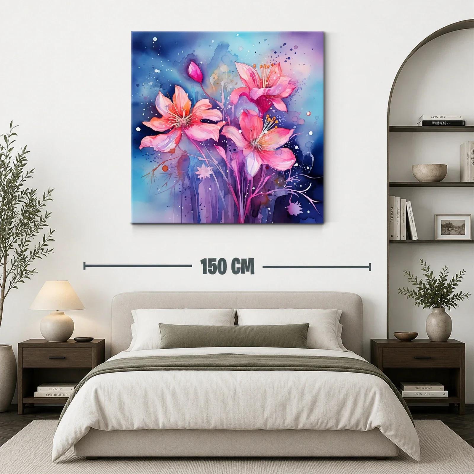 Flores vibrantes en tonos rosa y azul profundo — miniatura 3