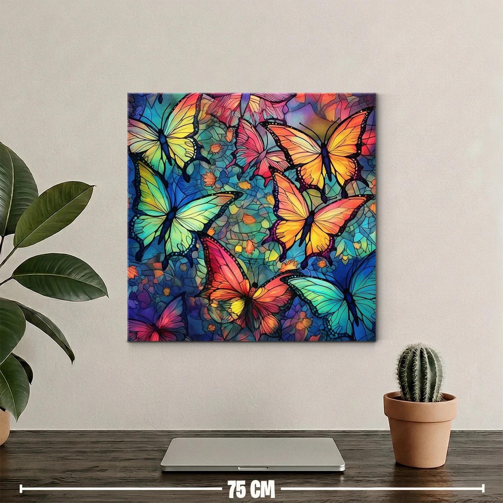 Cuadro con mariposas en vibrantes tonos azul y naranja — miniatura 2