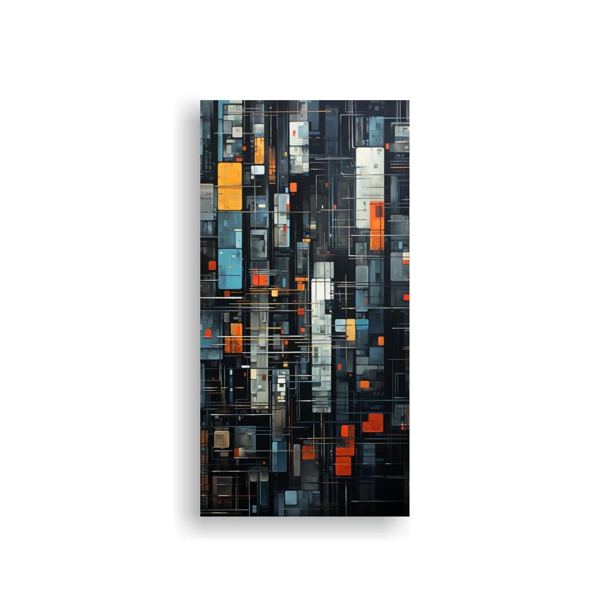 Cuadro mosaico abstracto de rectángulos y líneas