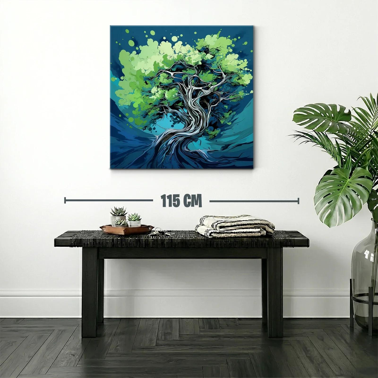Árbol abstracto con ramas entrelazadas y hojas verdes — miniatura 2