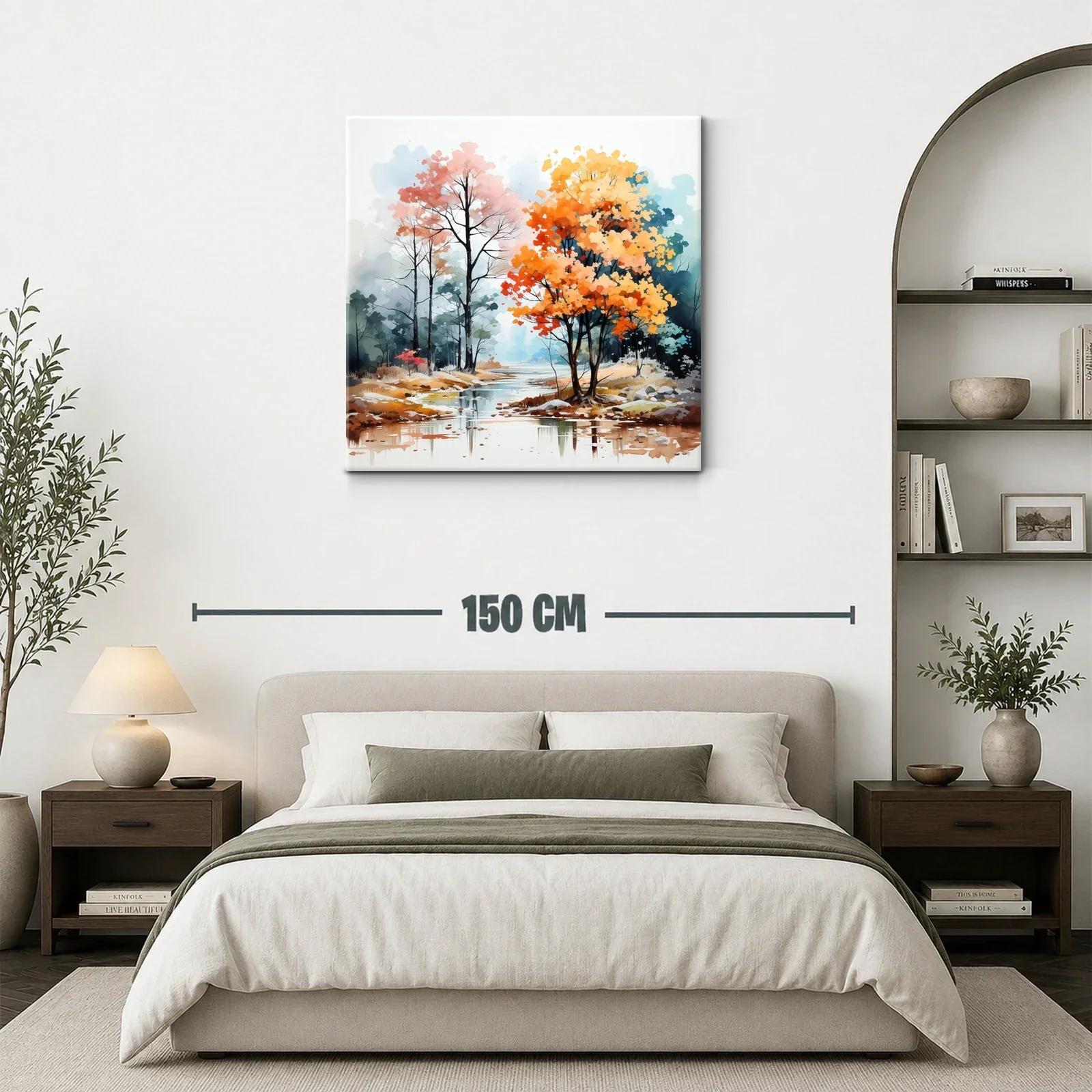 Paisaje otoñal con árboles vivos junto al río sereno — miniatura 3
