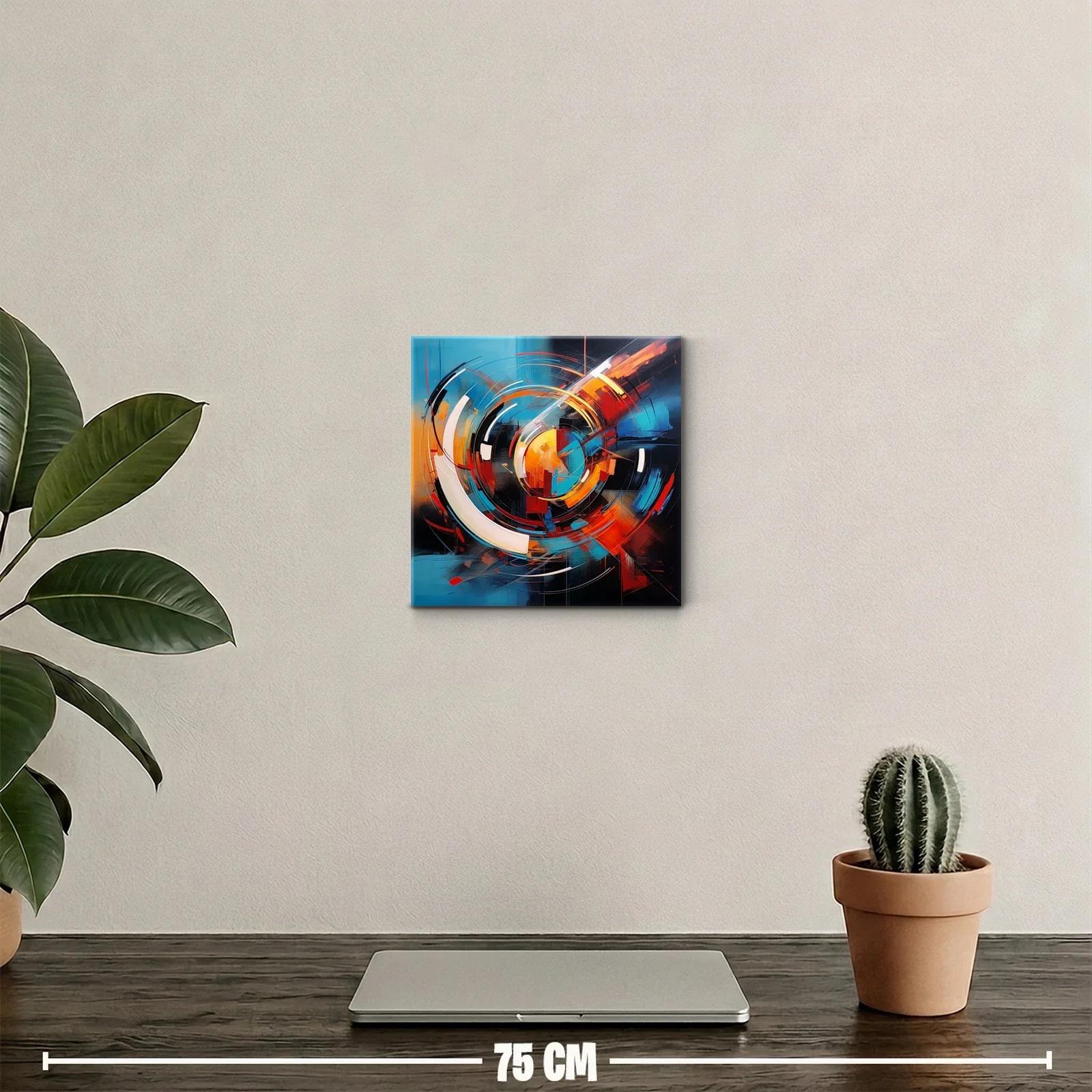 Cuadro abstracto con círculos dinámicos y colores vivos — miniatura 2