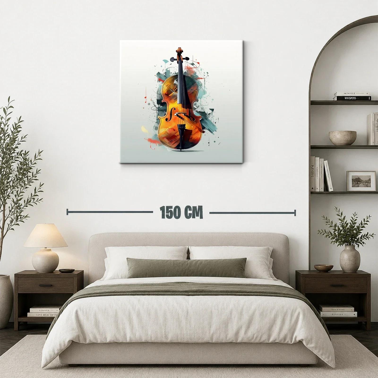 Cuadro con violín vibrante y toque moderno artístico — miniatura 3