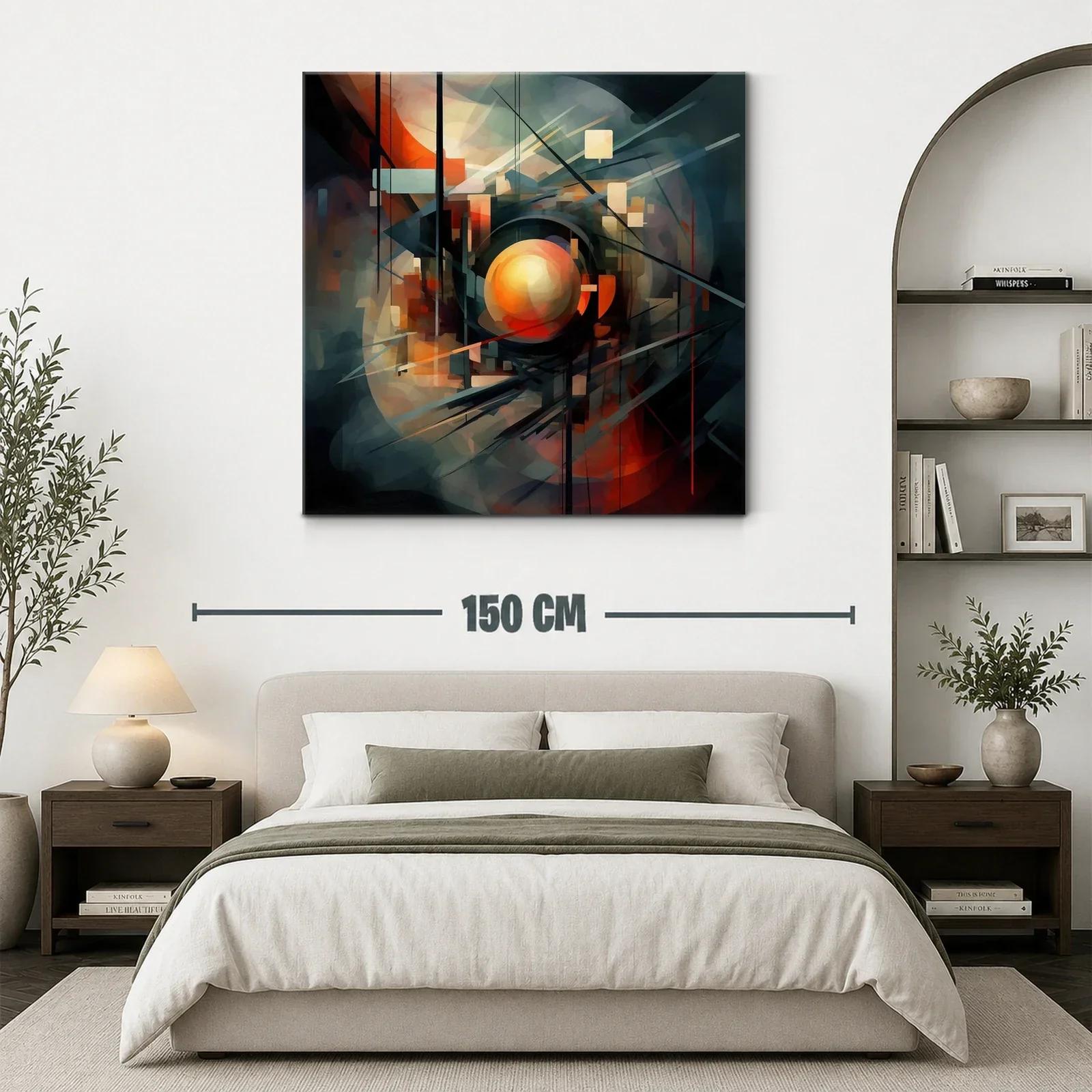 Composición abstracta con esfera central en tonos cálidos — miniatura 3