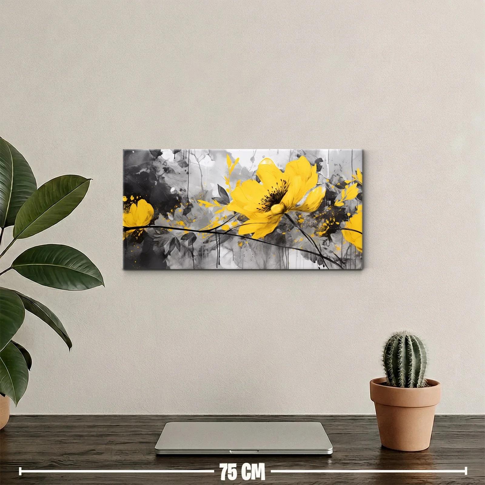 Cuadro amapolas amarillas con trazos negros — miniatura 2