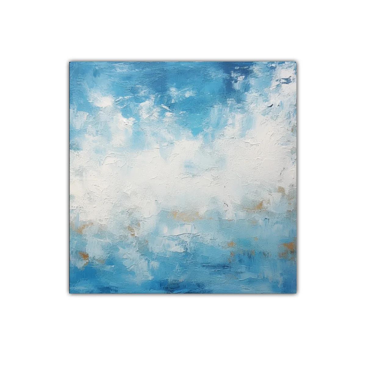 Abstracto en tonos azules y blancos con toques dorados