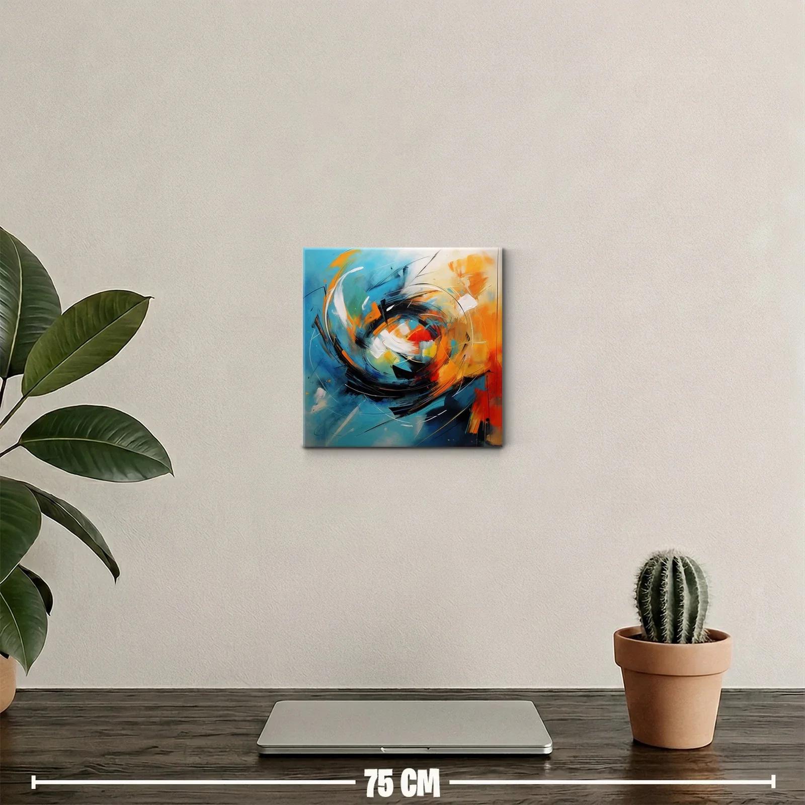 Cuadro abstracto con vibrantes tonos azules y naranjas — miniatura 2