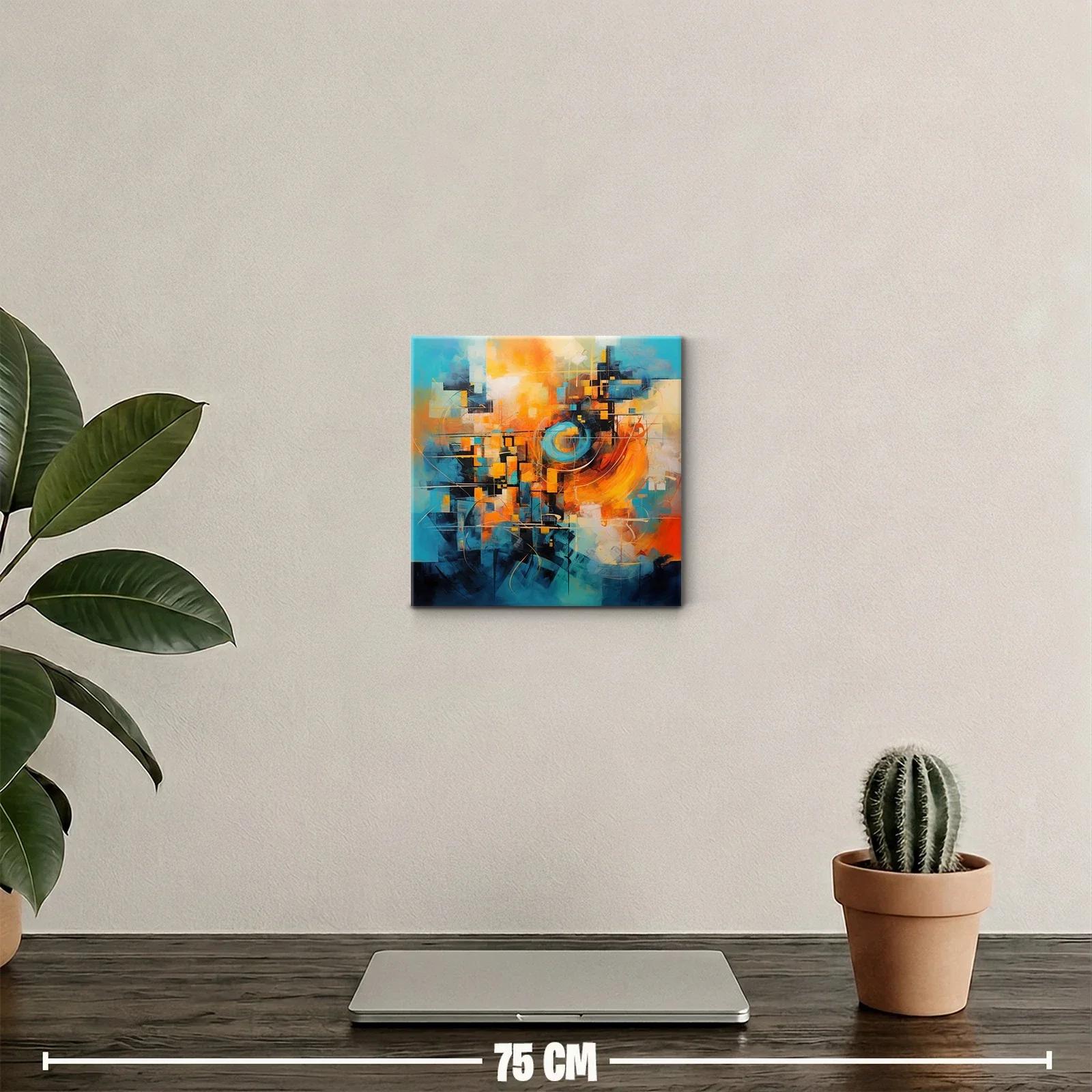 Composición abstracta vibrante en tonos azul y naranja — miniatura 2