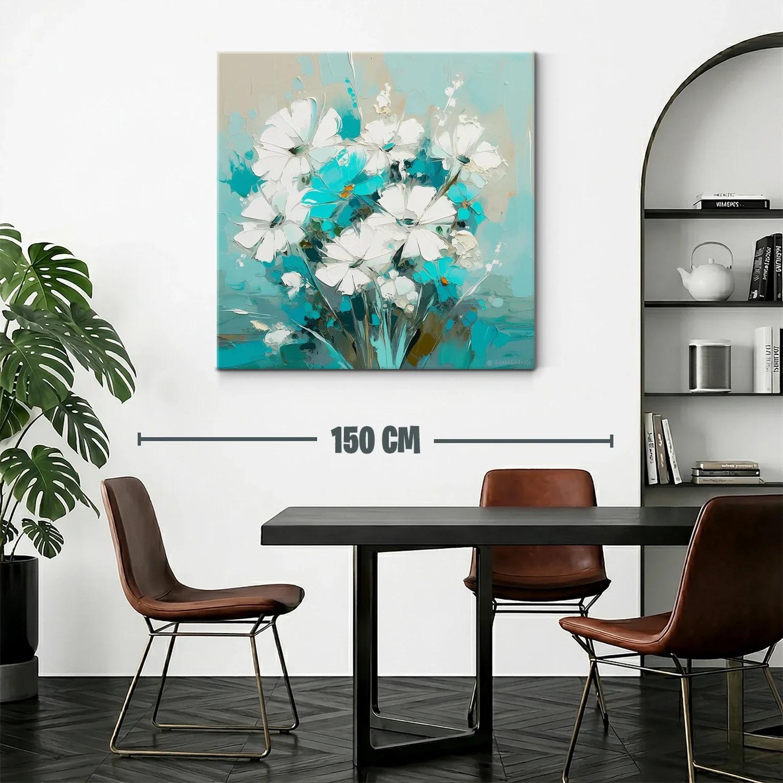 Ramo de flores blancas y turquesa en estilo moderno — miniatura 2