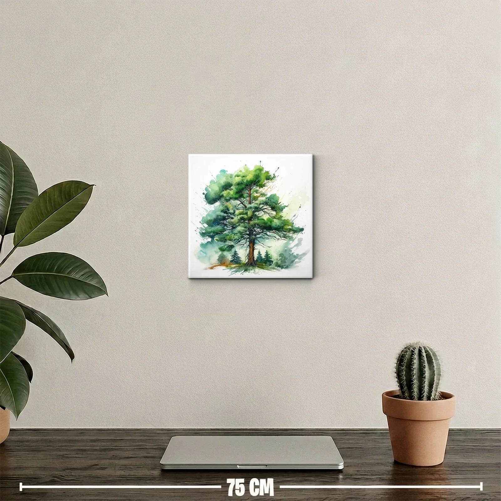 Elegante cuadro con árbol frondoso en tonos verdes vivos — miniatura 2