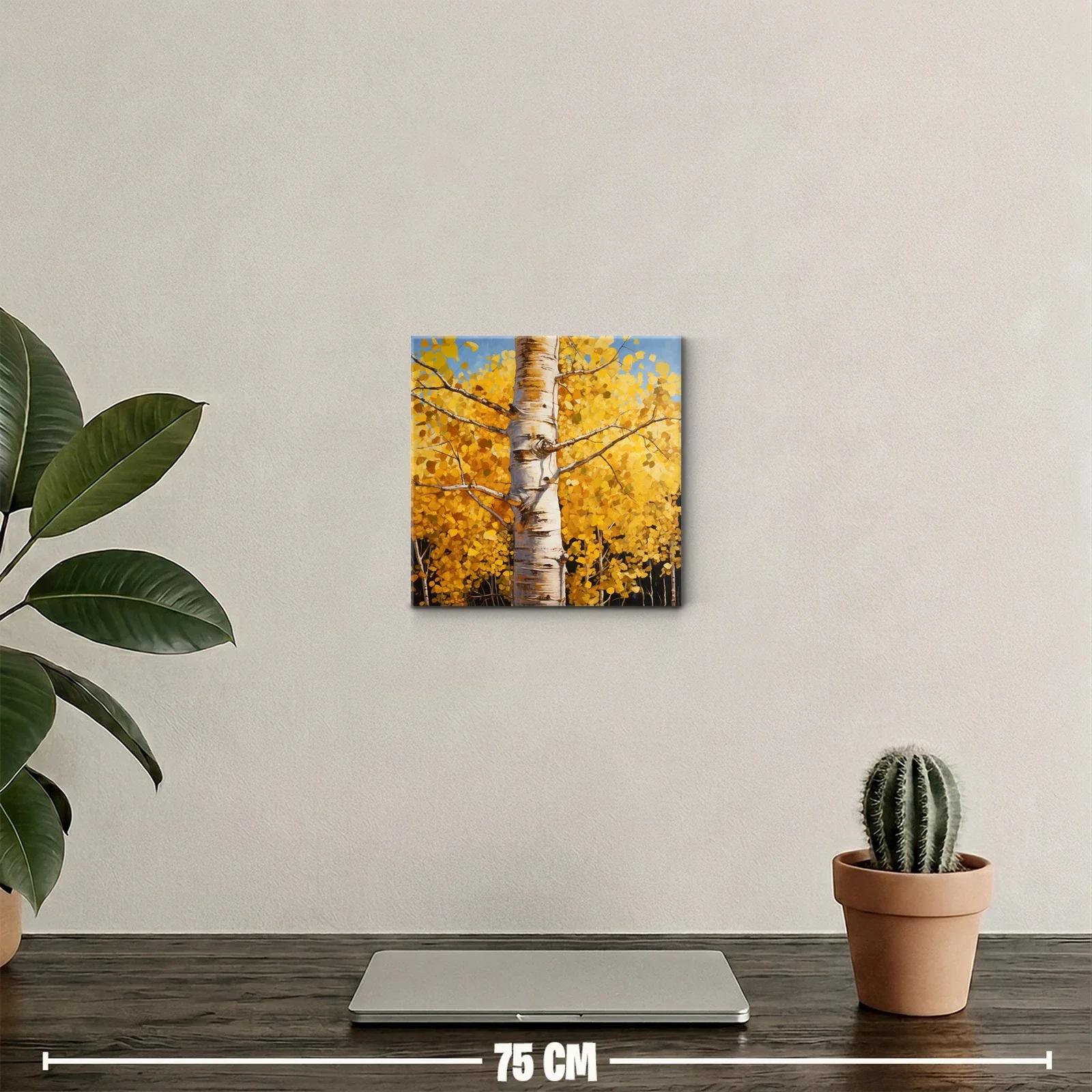 Tronco de abedul con follaje dorado en otoño — miniatura 2