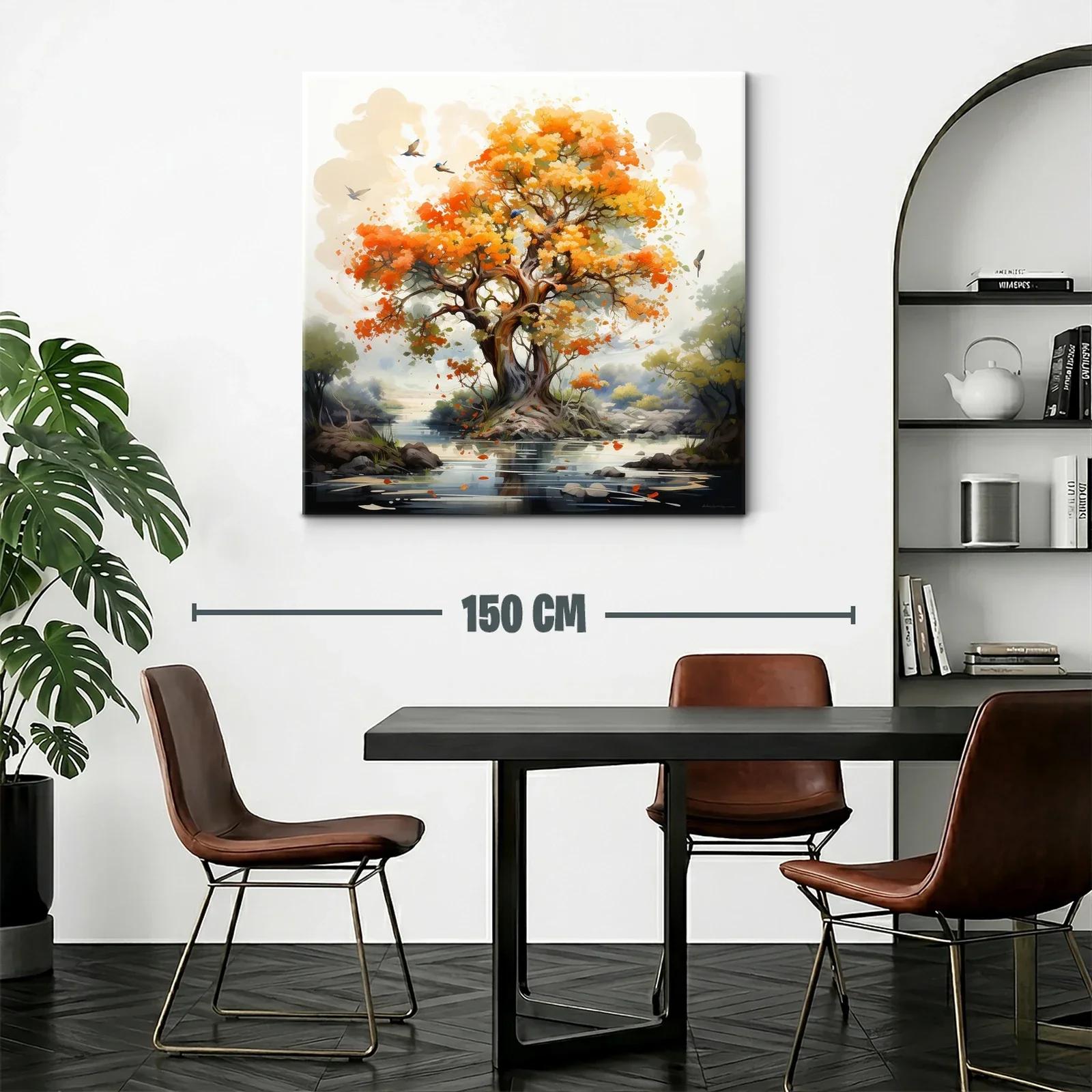 Árbol otoñal con reflejo en lago sereno — miniatura 2