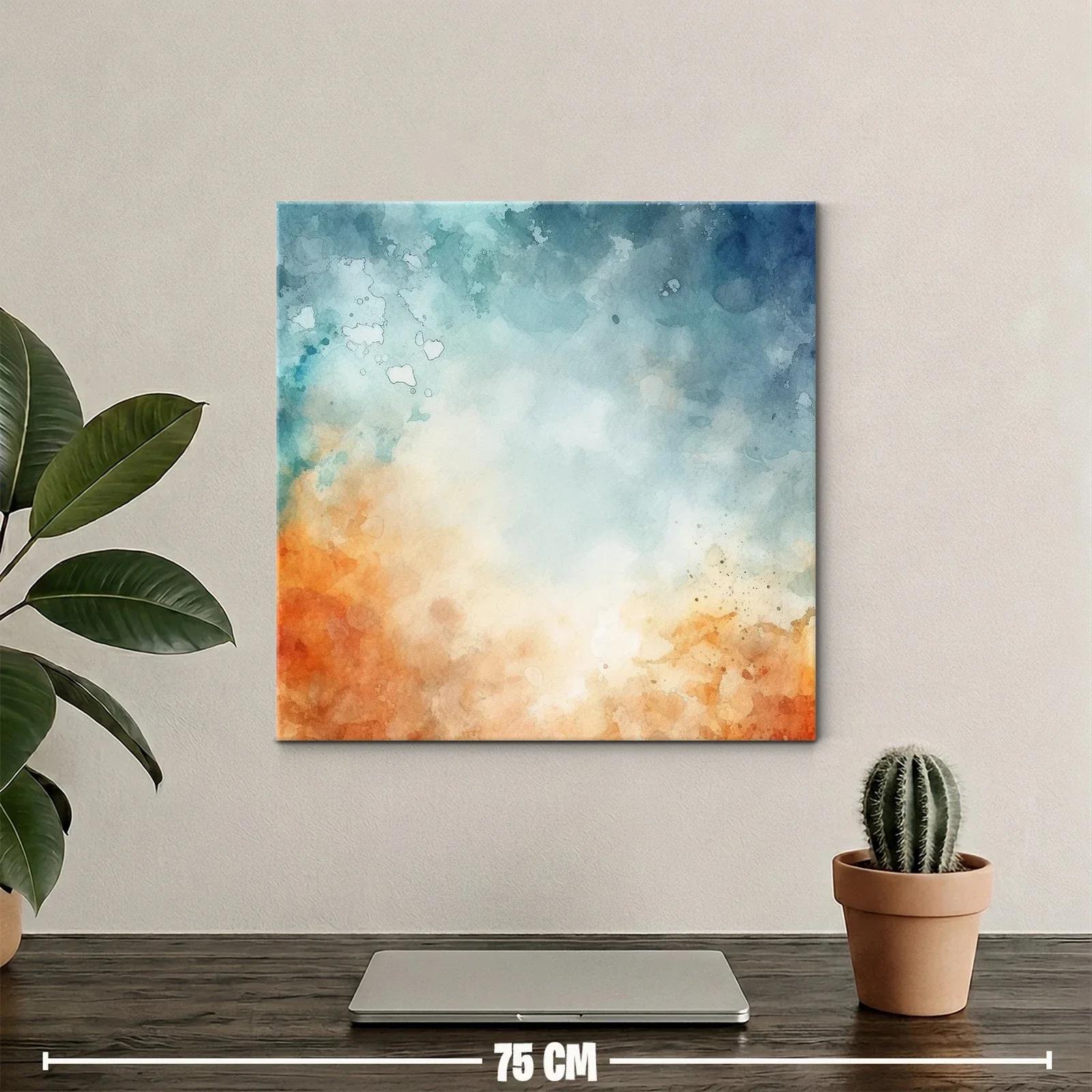 Cuadro abstracto con tonos cálidos y fríos en armonía — miniatura 2