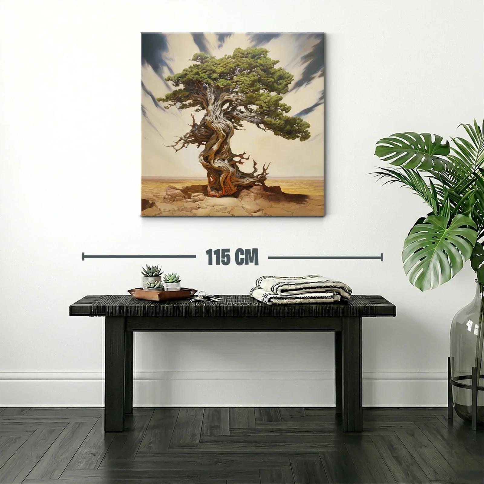 Árbol retorcido en paisaje desértico con cielo dramático — miniatura 2